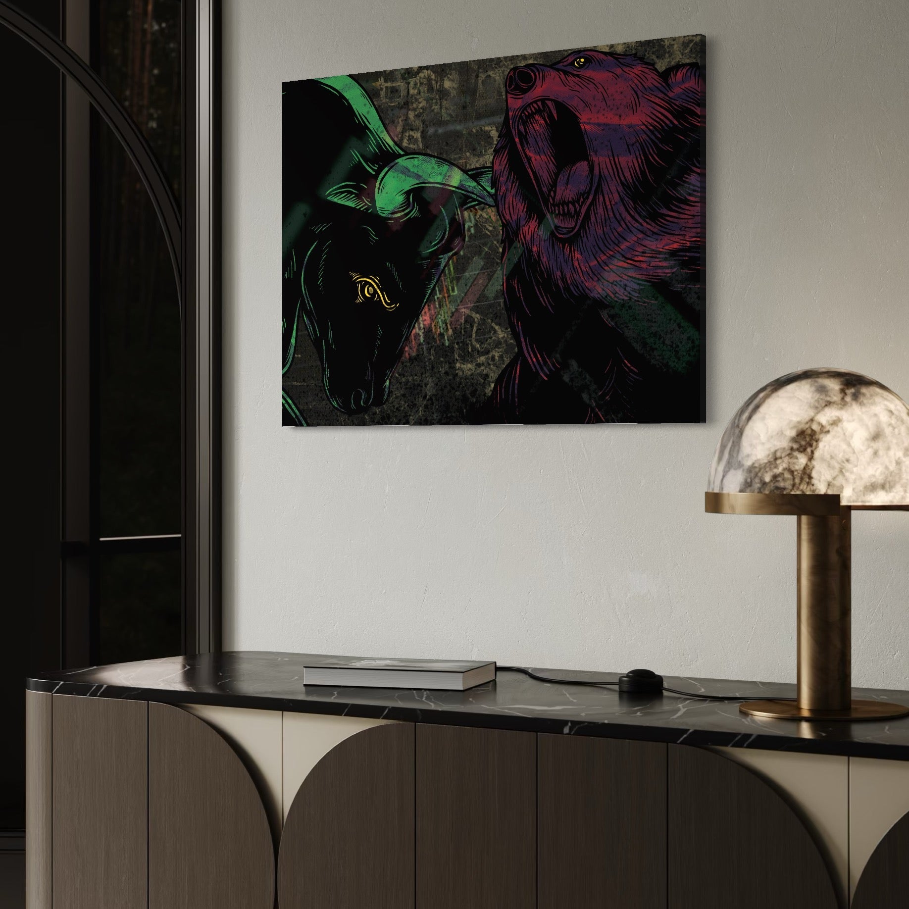 Tablou Canvas Premium, LuxCanva® A1040, Stock Market, Bear Market, Bull Market, Financiar, Culori Vibrante