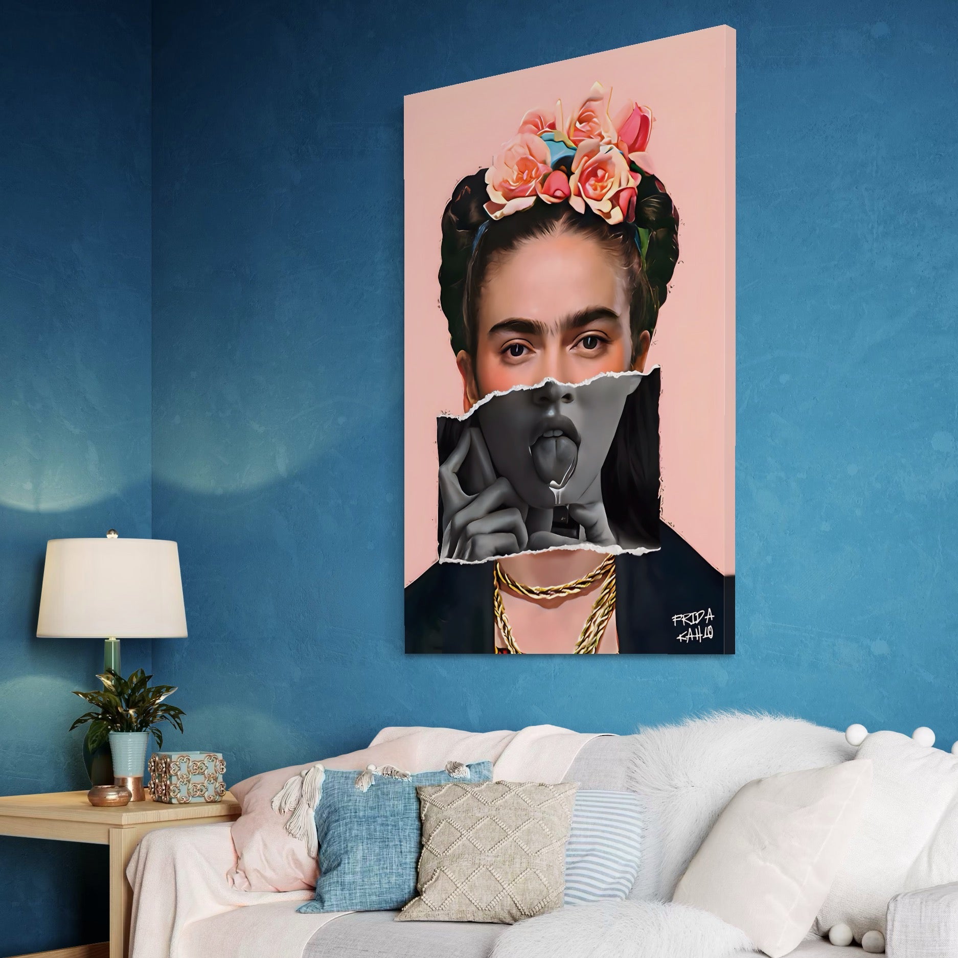 Tablou Canvas Premium LuxCanva® A1548, Frida Kahlo ,  Decorativ, Arta Moderna, Artista, Pictorita, Living, Culori Vibrante