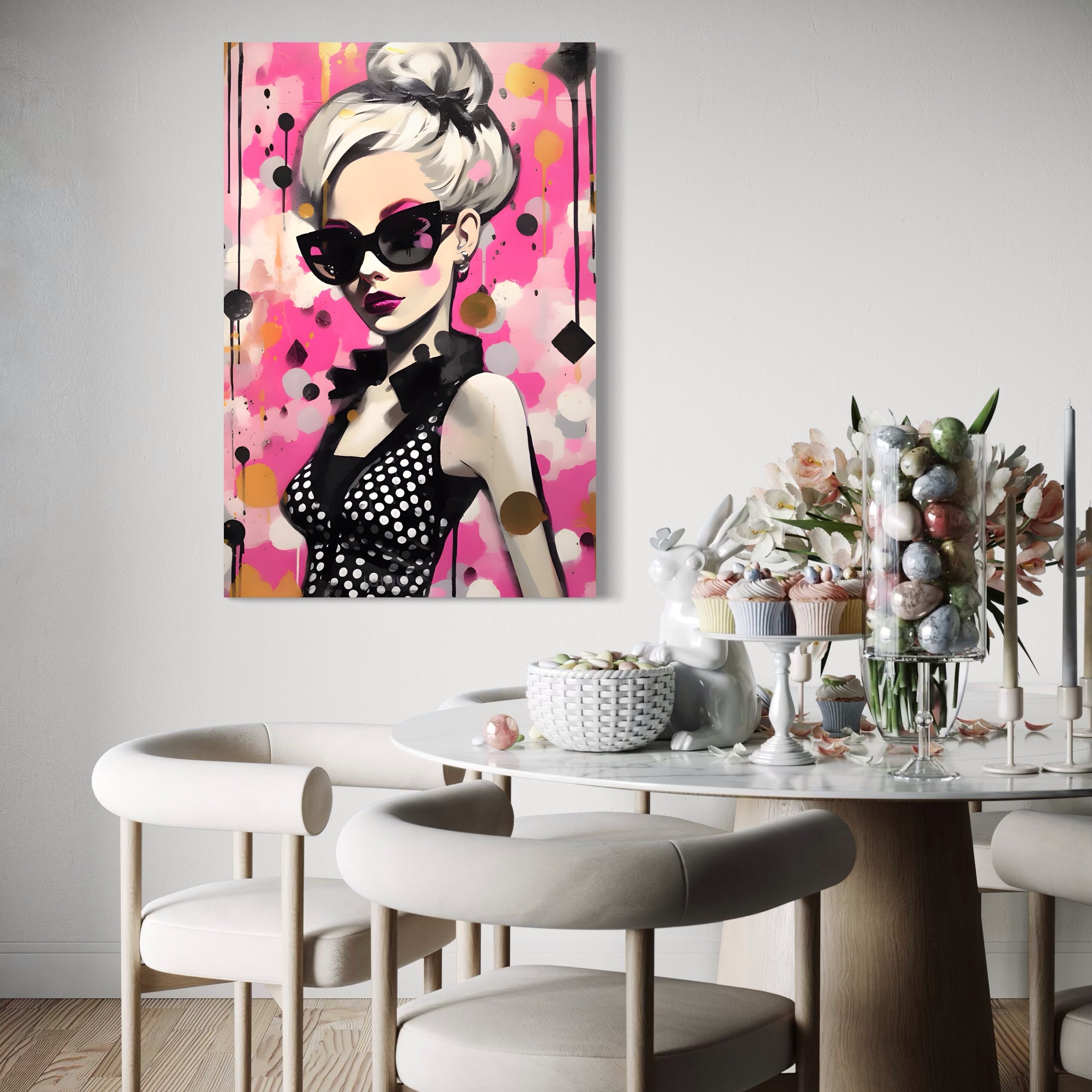 Tablou Canvas Premium LuxCanva® A1549, Black Glass , Decorativ, Dressing, Fata, Cool, Model, Living, Culori Vibrante