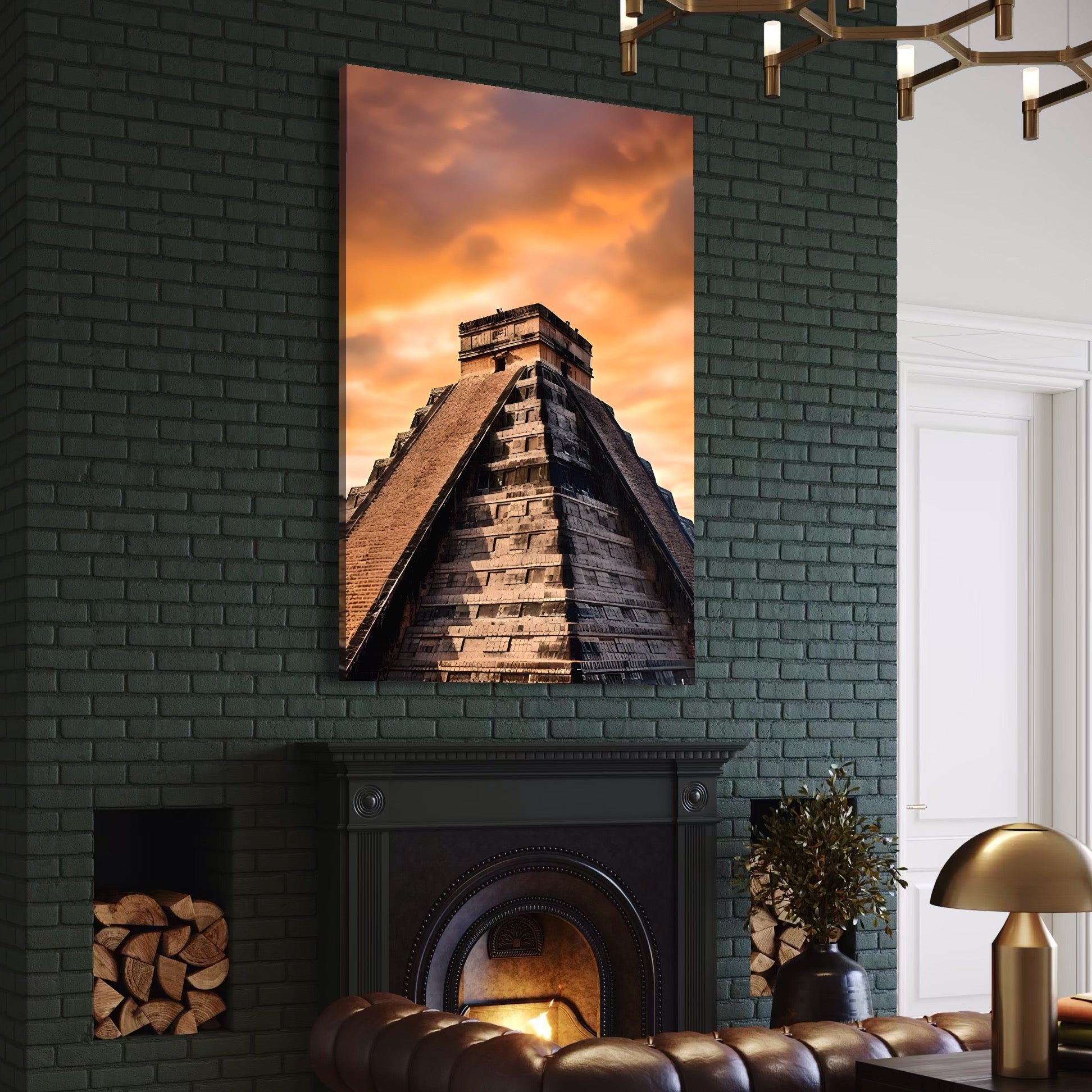 Tablou Canvas Premium LuxCanva® A1563, Lumea Antica , Living, Templu, Piramida, Civilizatie Mayasa, Dormitor, Culori Vibrante