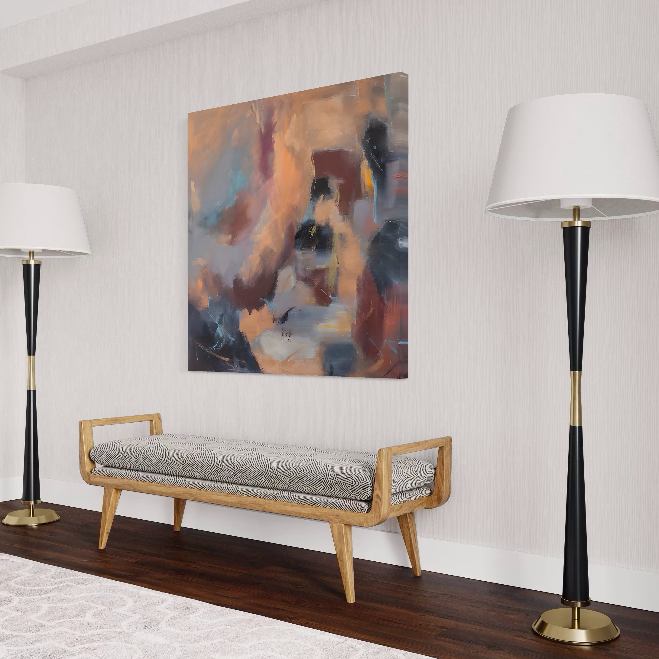 Tablou Canvas Premium LuxCanva® A1577, MultiBrown , Living, Abstract, Decorativ, Maro, Room, Culori Vibrante