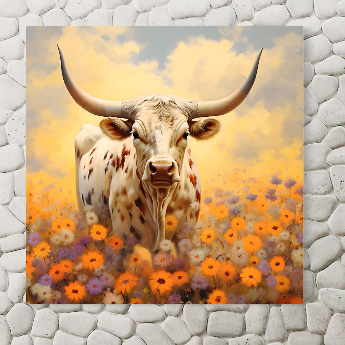 Tablou Canvas Premium LuxCanva® A1579, Bivol ,  Dormitor, Pajiste, Animal, Campie, Decorativ, Living, Culori Vibrante