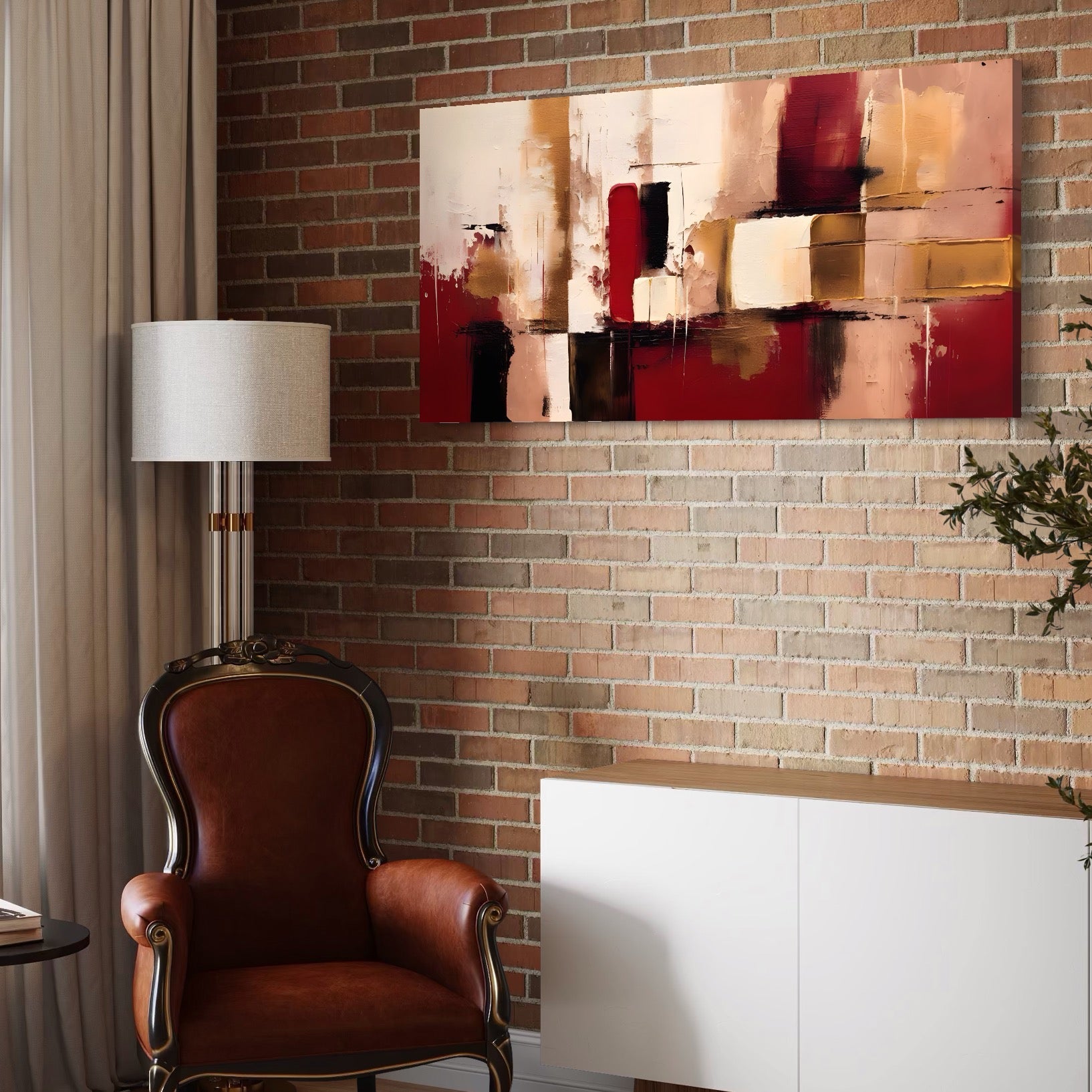 Tablou Canvas Premium LuxCanva® A1587, Red Squares , Room, Orizontal, Patrate, Decorativ, Abstract, Living, Culori Vibrante