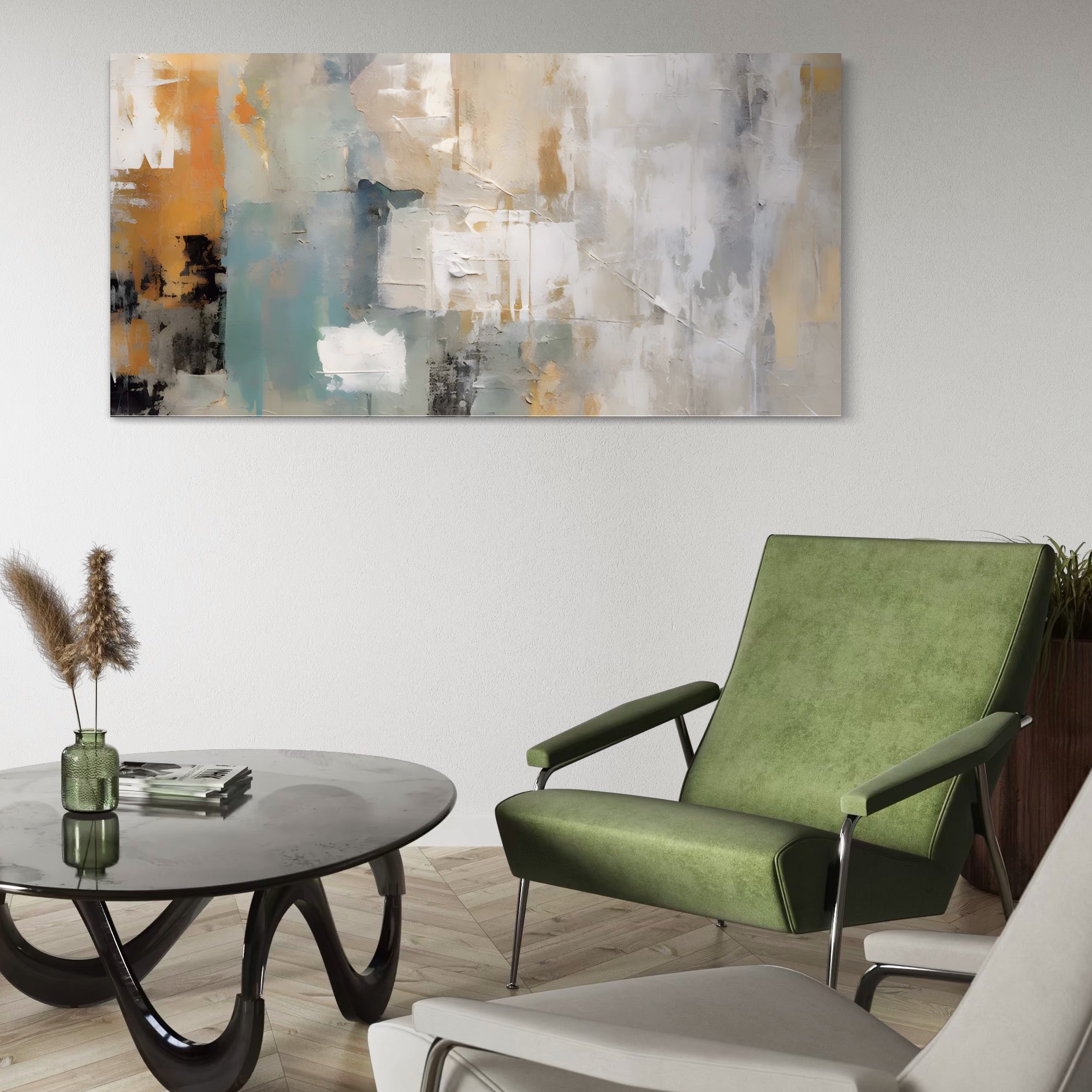 Tablou Canvas Premium LuxCanva® A1588, Color White , Room, Orizontal, Decorativ, Abstract, Living, Culori Vibrante