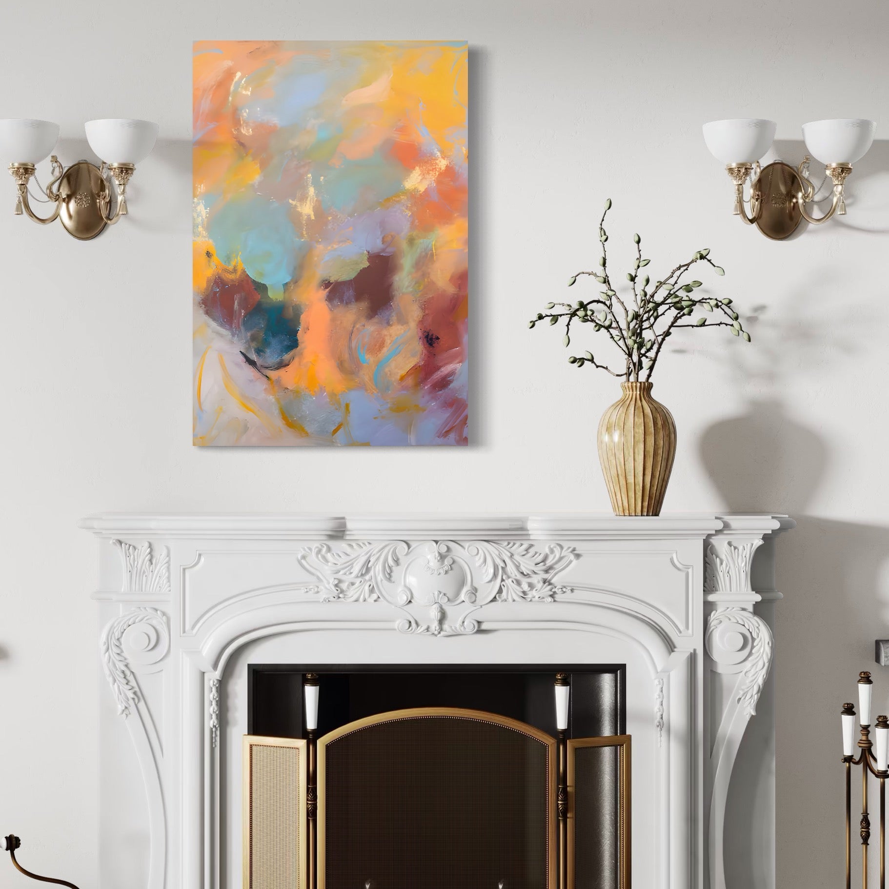 Tablou Canvas Premium LuxCanva® A1589, Pata Colorata , Dormitor, Infuzie De Culoare, Decorativ, Abstract, Living, Culori Vibrante