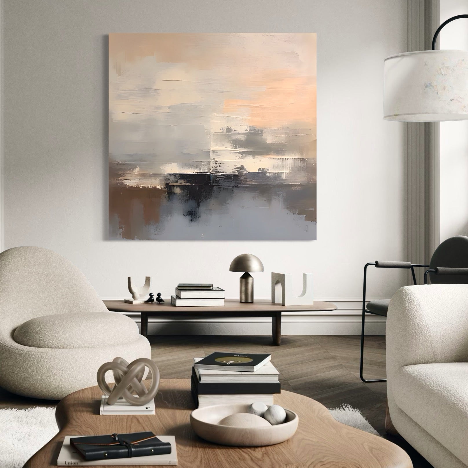 Tablou Canvas Premium LuxCanva® A1592, Gri Gradual , Living, Abstract, Decorativ, Neutru, Dormtior, Culori Vibrante