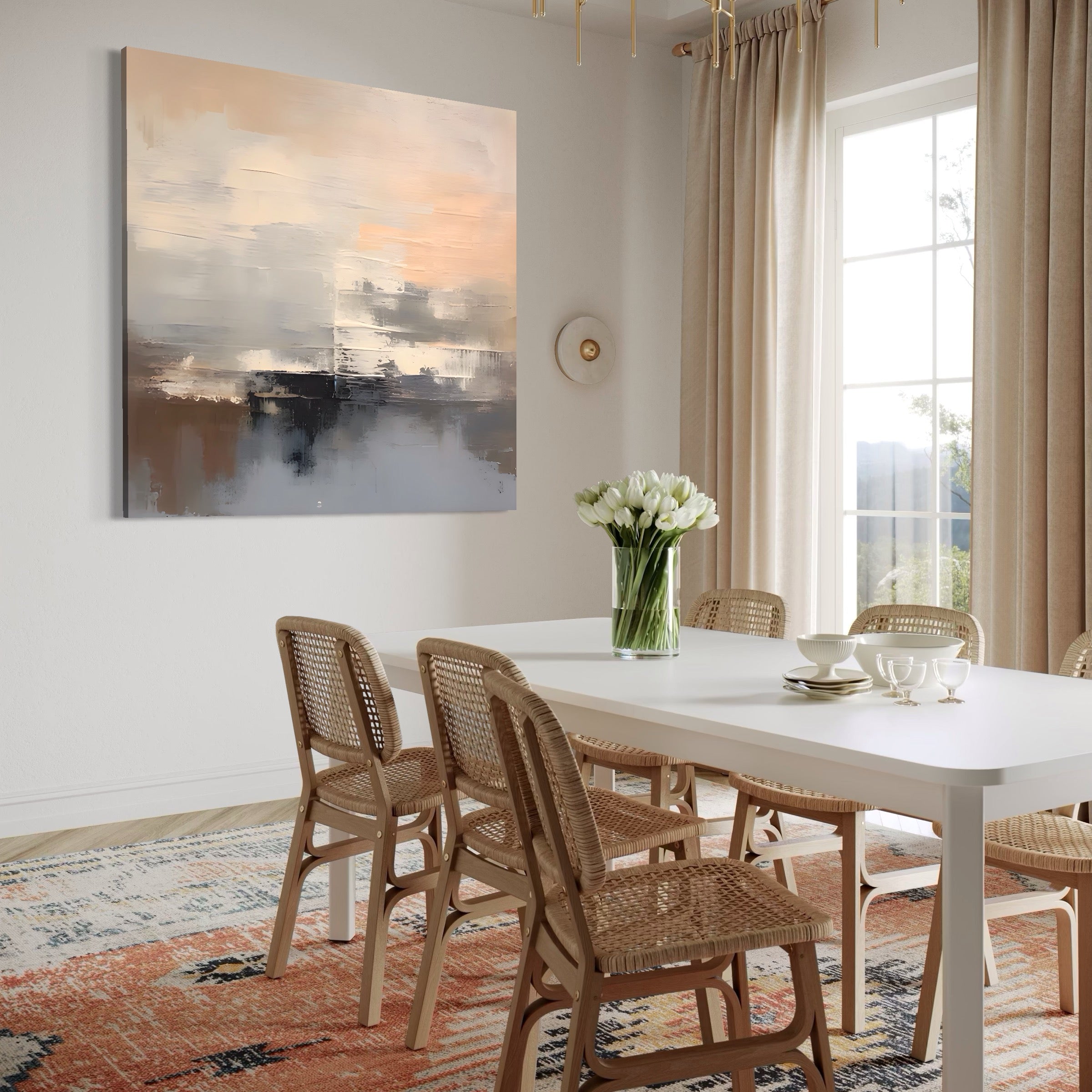 Tablou Canvas Premium LuxCanva® A1592, Gri Gradual , Living, Abstract, Decorativ, Neutru, Dormtior, Culori Vibrante