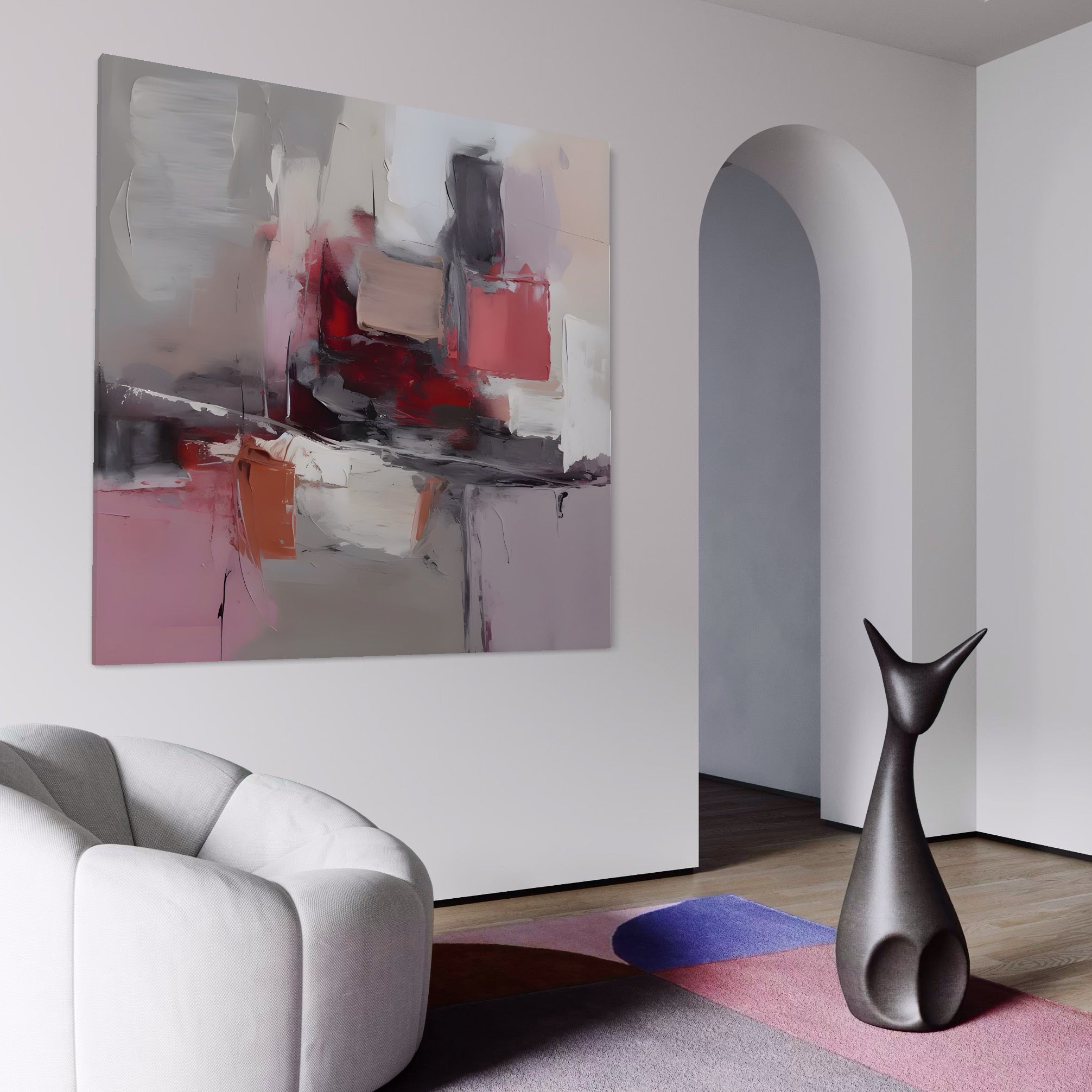 Tablou Canvas Premium LuxCanva® A1595, Transformare Graduala , Dormitor, Simfonie, Rosu, Contrast, Decorativ, Culori Vibrante