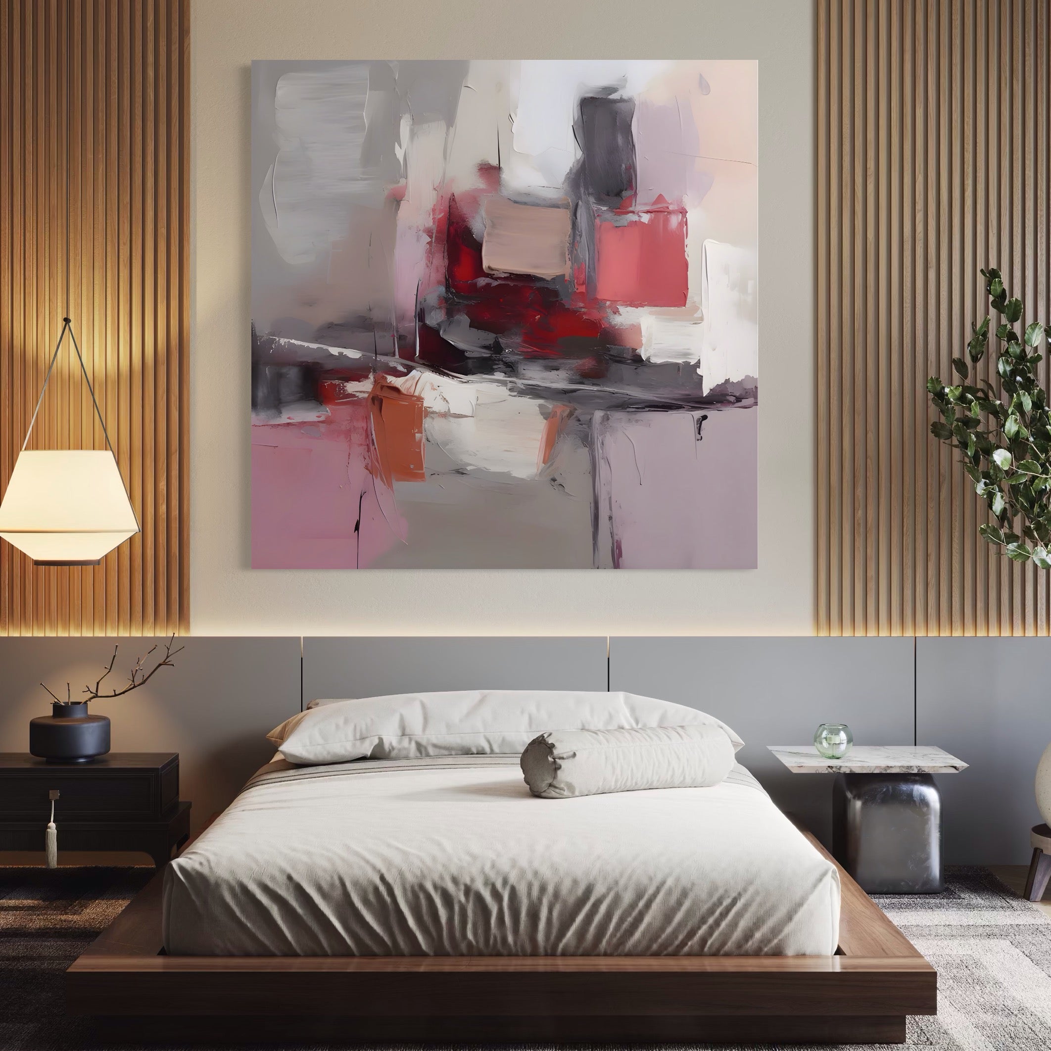 Tablou Canvas Premium LuxCanva® A1595, Transformare Graduala , Dormitor, Simfonie, Rosu, Contrast, Decorativ, Culori Vibrante