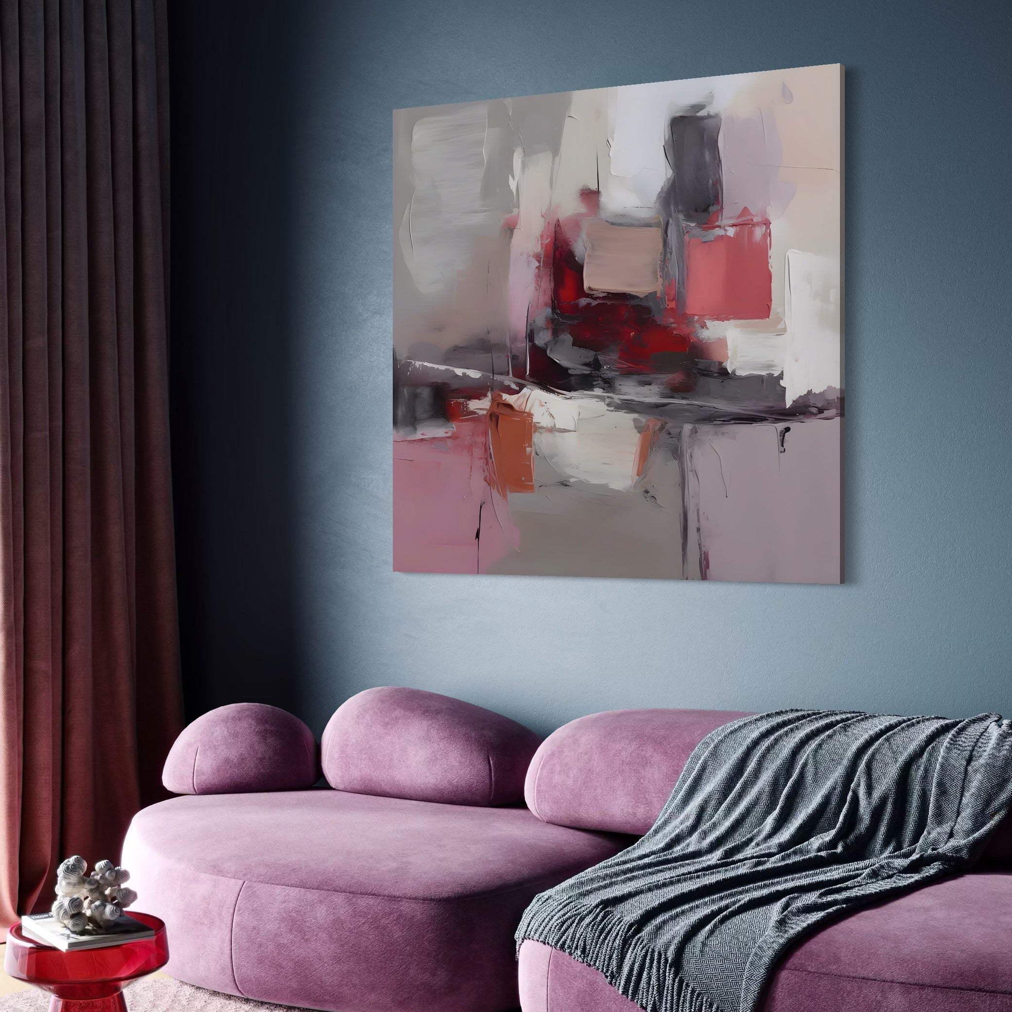 Tablou Canvas Premium LuxCanva® A1595, Transformare Graduala , Dormitor, Simfonie, Rosu, Contrast, Decorativ, Culori Vibrante