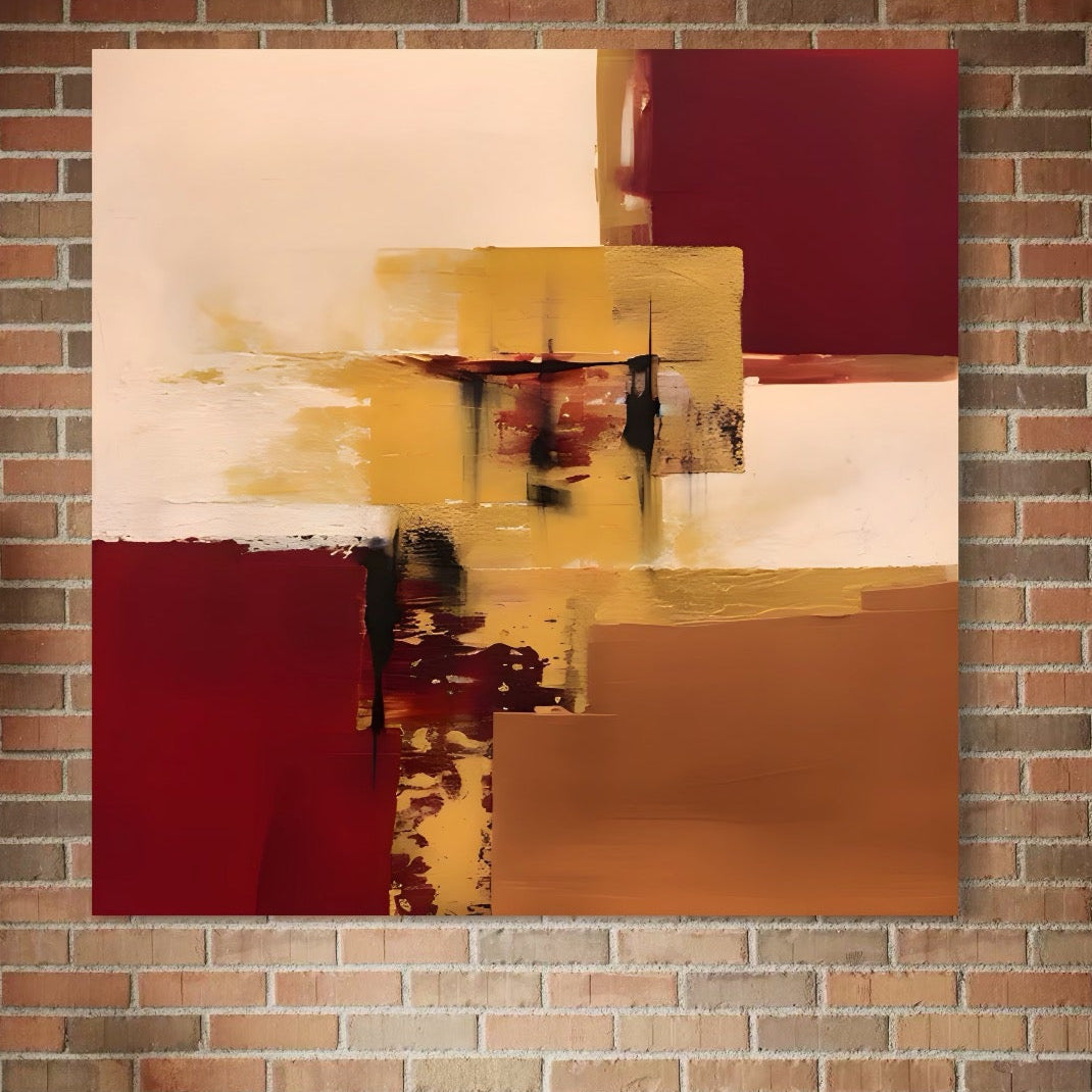 Tablou Canvas Premium LuxCanva® A1597, Abstract Gold , Dormitor, Vibratie Colorata, Patrate, Living, Culori Vibrante