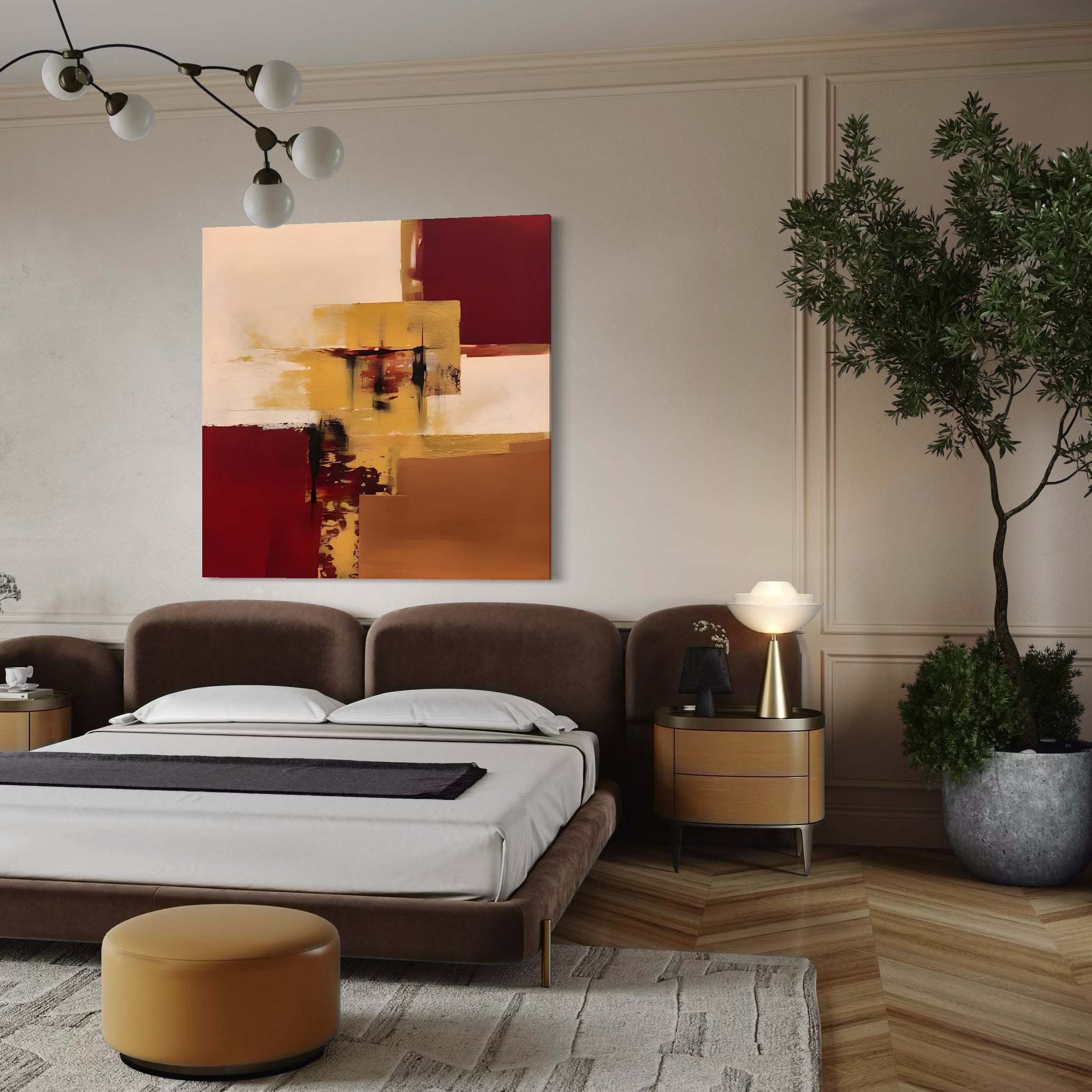 Tablou Canvas Premium LuxCanva® A1597, Abstract Gold , Dormitor, Vibratie Colorata, Patrate, Living, Culori Vibrante