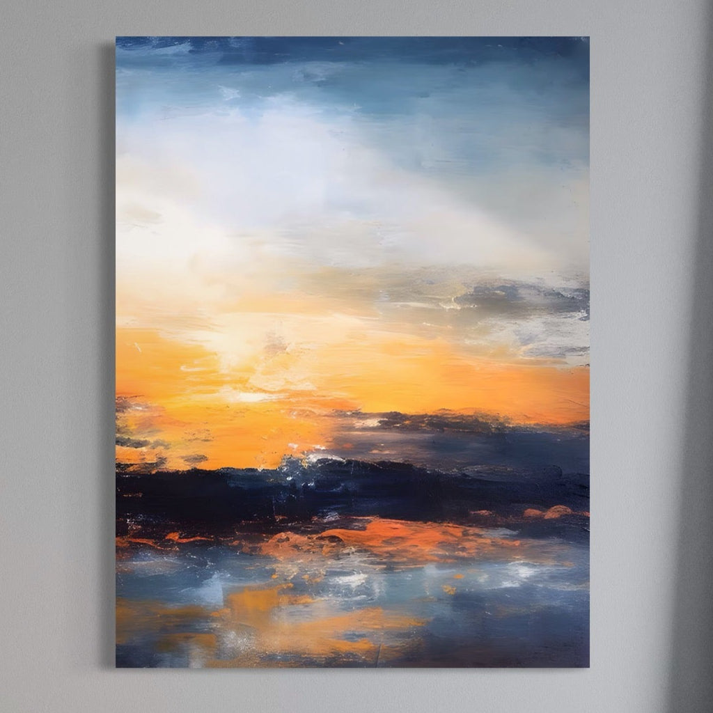 Tablou Canvas Premium LuxCanva® A1603, Un Apus Abstract ,  Living, Pastel, Mare, Soare, Nisip, Dormitor, Culori Vibrante