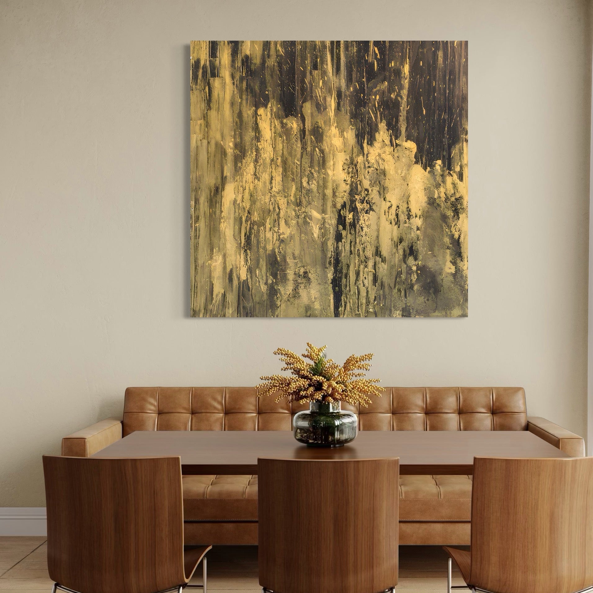 Tablou Canvas Premium LuxCanva® A1606, Vibratie Gold , Living, Abstract, Decorativ, Auriu, Dormitor, Culori Vibrante