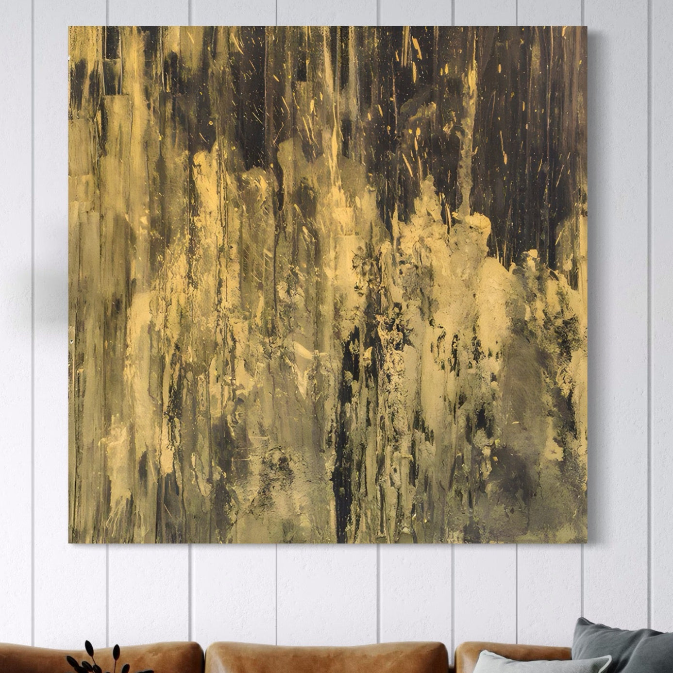Tablou Canvas Premium LuxCanva® A1606, Vibratie Gold , Living, Abstract, Decorativ, Auriu, Dormitor, Culori Vibrante