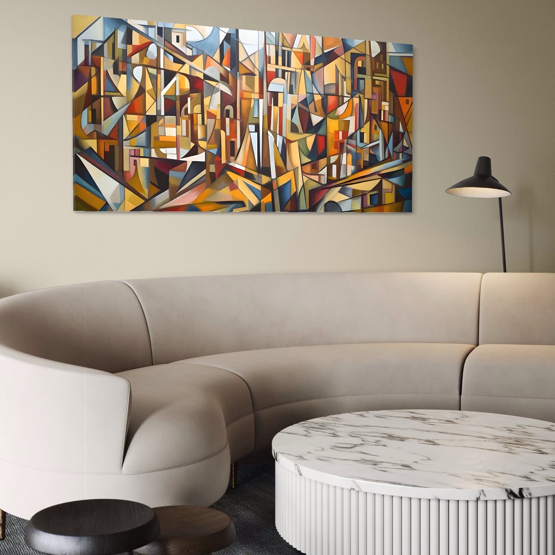 Tablou Canvas Premium LuxCanva® A1608, Oras Mozaic , Room, Abstract, Decorativ, Colorat, Dormitor, Culori Vibrante