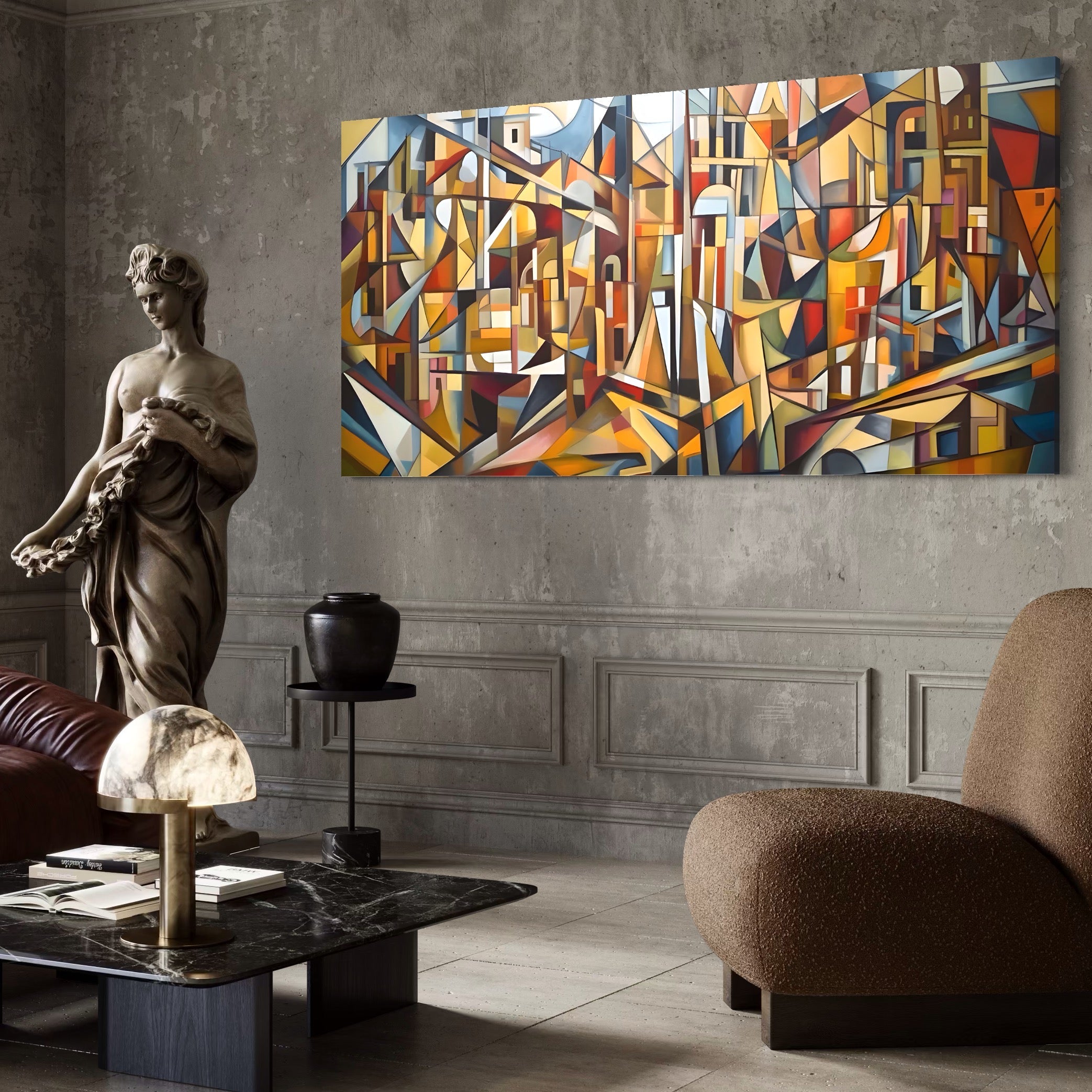 Tablou Canvas Premium LuxCanva® A1608, Oras Mozaic , Room, Abstract, Decorativ, Colorat, Dormitor, Culori Vibrante