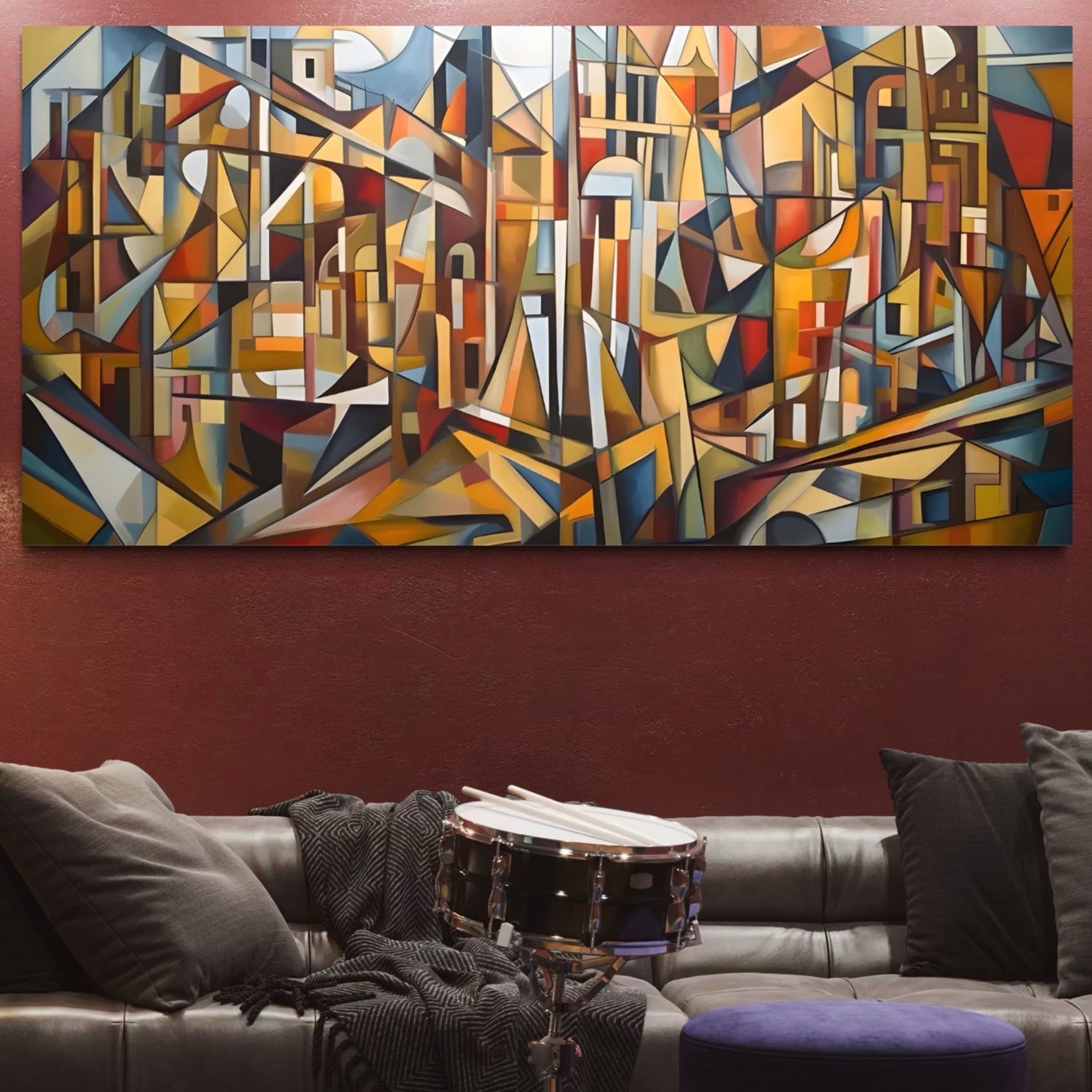 Tablou Canvas Premium LuxCanva® A1608, Oras Mozaic , Room, Abstract, Decorativ, Colorat, Dormitor, Culori Vibrante