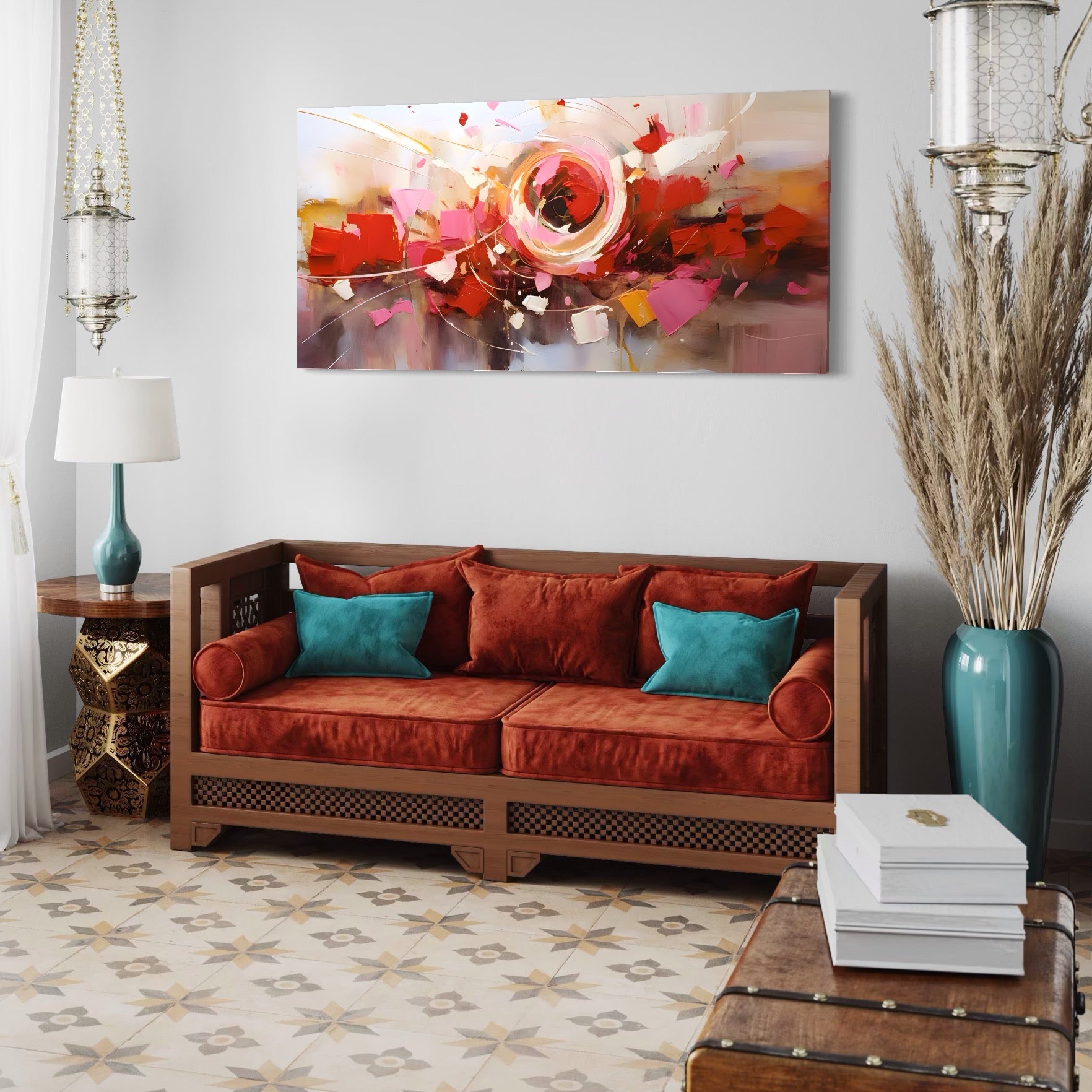 Tablou Canvas Premium LuxCanva® A1611, Abstract Floral , Room, Decorativ, Floare, Amestec Colorat, Dormitor, Culori Vibrante