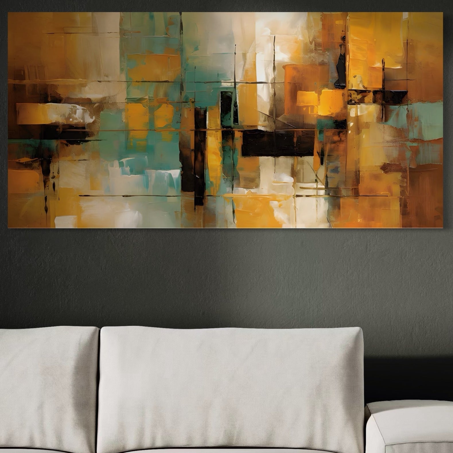 Tablou Canvas Premium LuxCanva® A1618, Ilustrare Abstracta , Room, Portocaliu, Linii, Pensulat, Decorativ, Dormitor, Culori Vibrante