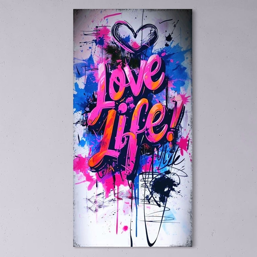 Tablou Canvas Premium, LuxCanva® Q1013, Iubeste Viata, Graffiti, Iubire, Viata, Urban, Motivational, Mesaj, Pozitiv, Modern, Birou, Dormitor