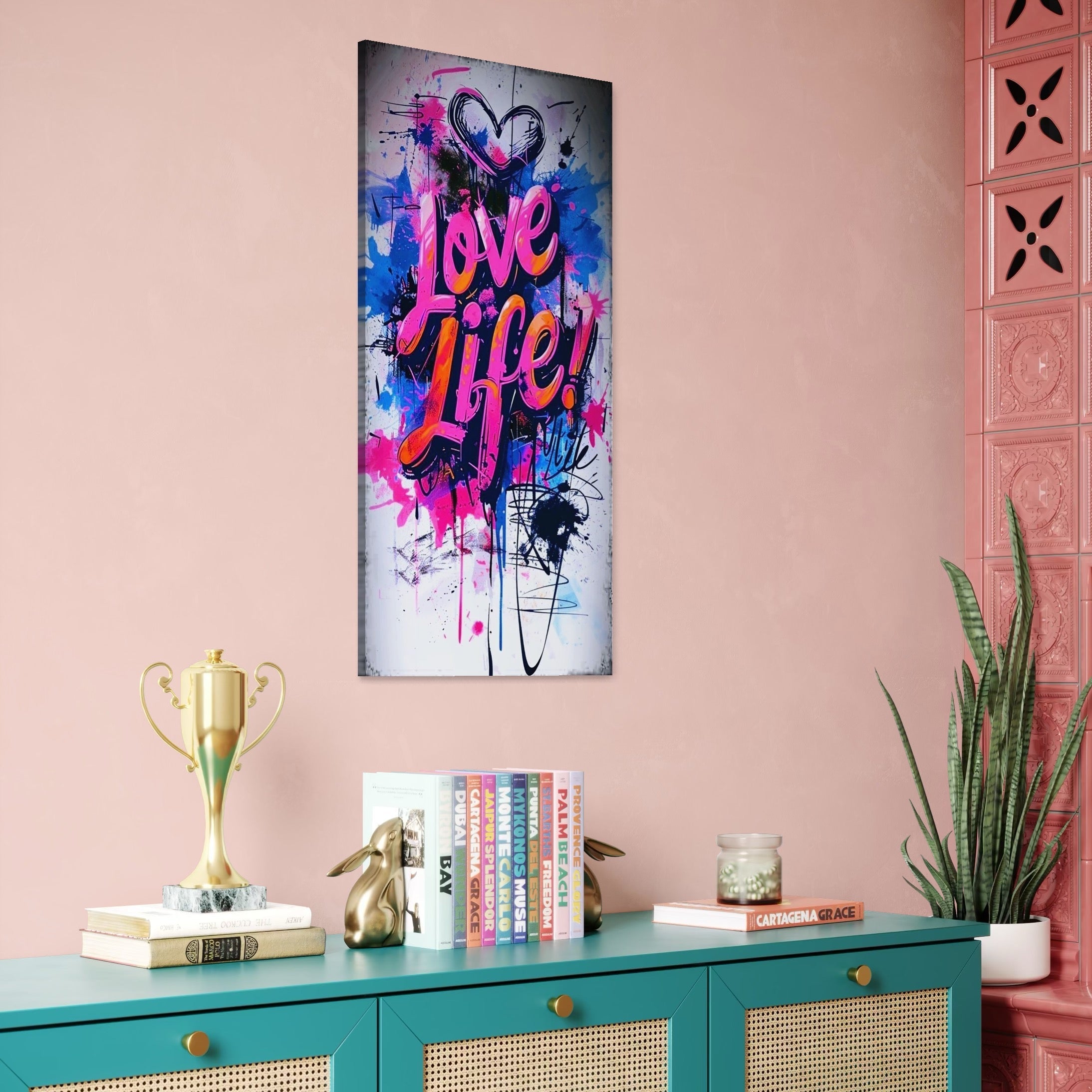 Tablou Canvas Premium, LuxCanva® Q1013, Iubeste Viata, Graffiti, Iubire, Viata, Urban, Motivational, Mesaj, Pozitiv, Modern, Birou, Dormitor