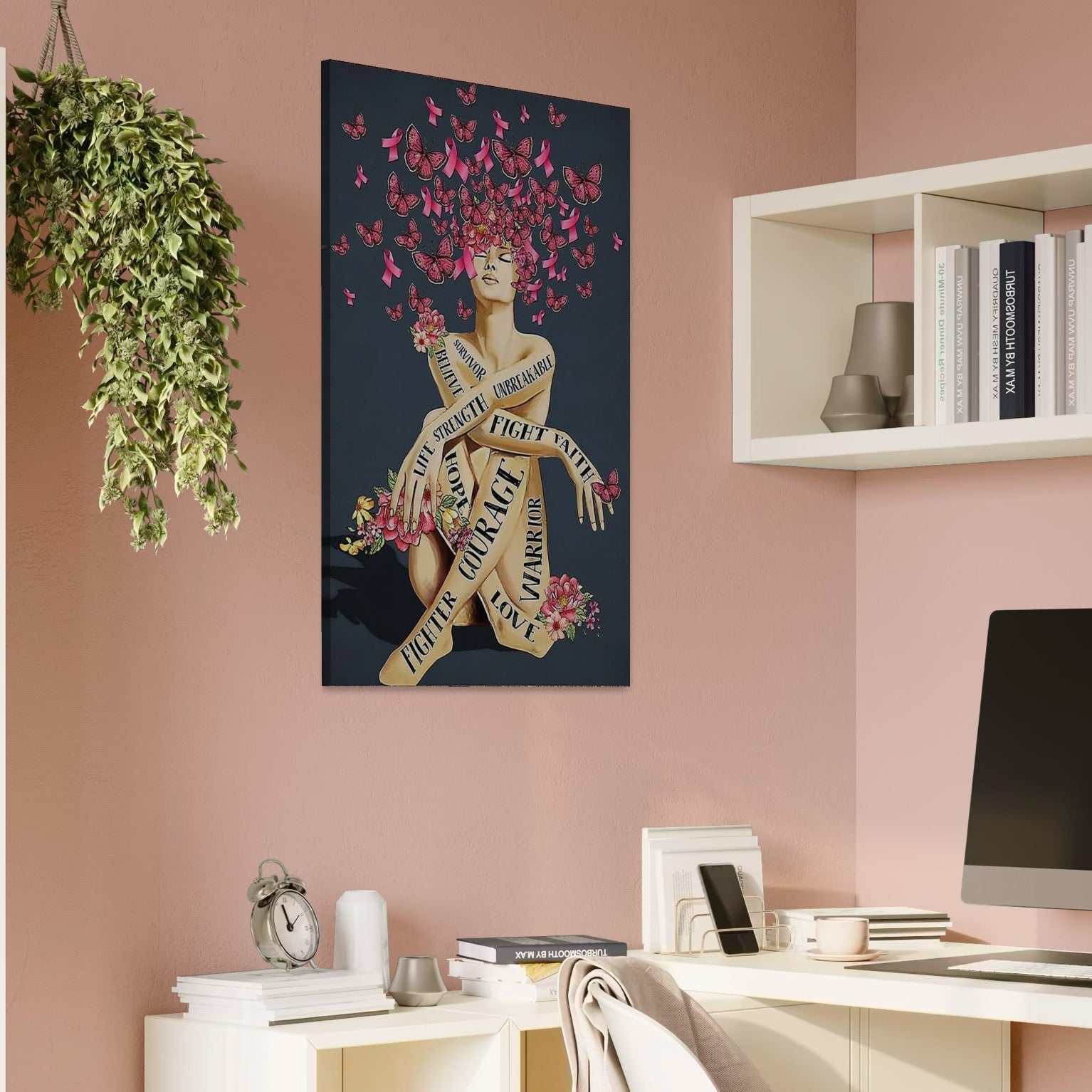 Tablou Canvas Premium, LuxCanva® Q1017, Aripile Sperantei, Ganduri, Optimism, Feminin, Flori, Motivational, Empatie, Viata, Birou, Dormitor