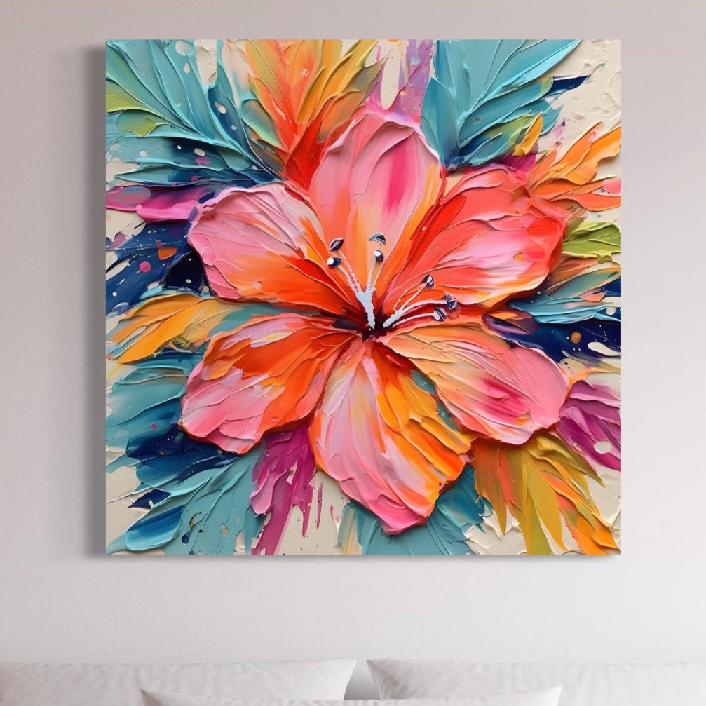 Tablou Canvas Premium LuxCanva® C1176, Floare Multicolora , Natura, Decorativ, Living Room, Culori Vibrante