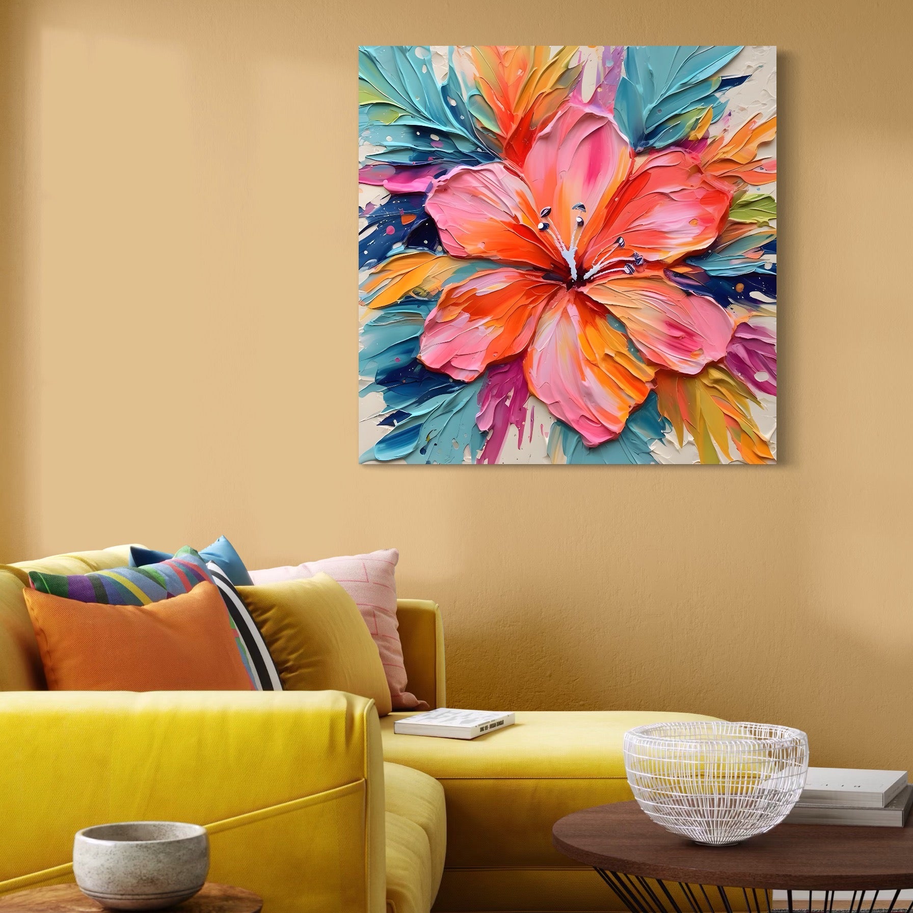 Tablou Canvas Premium LuxCanva® C1176, Floare Multicolora , Natura, Decorativ, Living Room, Culori Vibrante