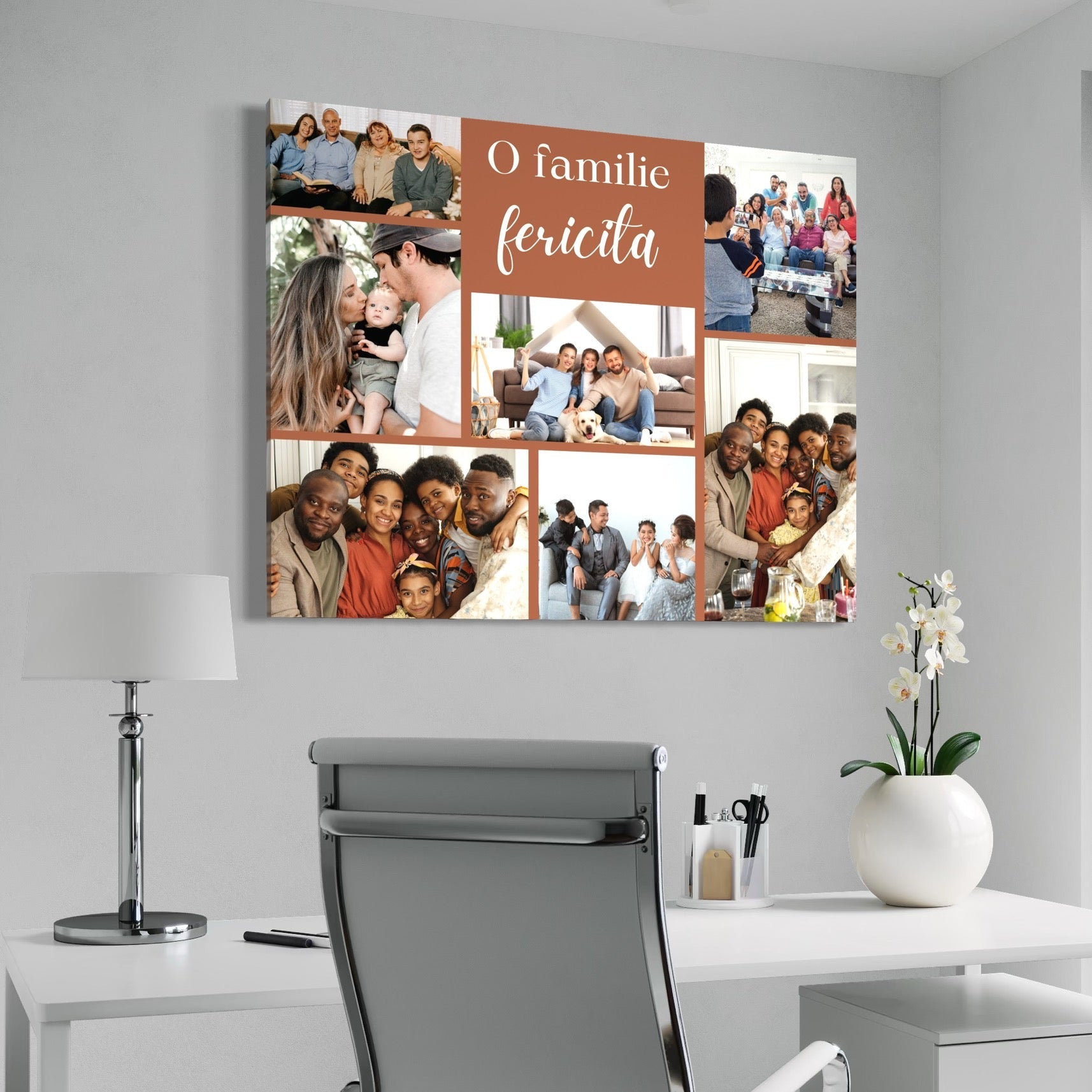 Imagine cu tablou canvas personalizat cu fotografii de familie, tiparita pe panza canvas