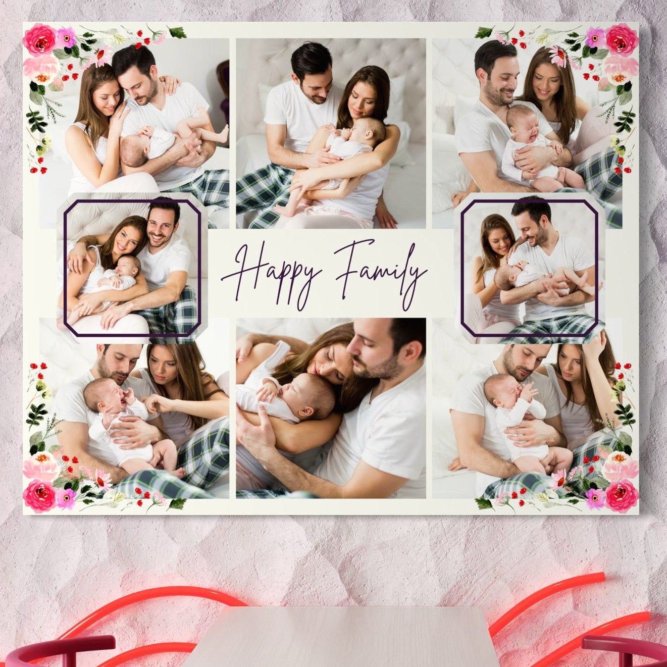 Tablou Canvas Personalizat cu 8 Poze Pentru Familie "Happy Family", PS101