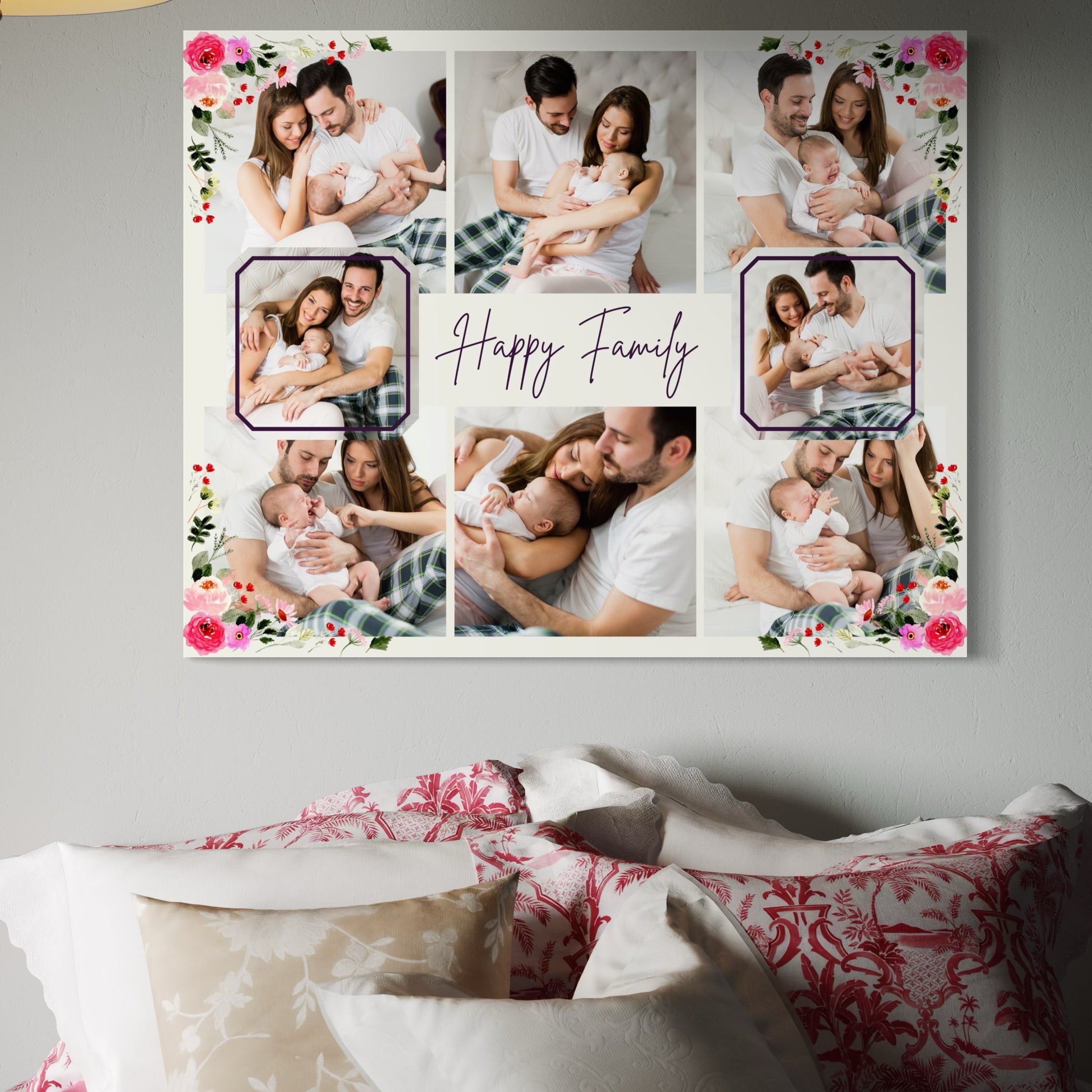Tablou Canvas Personalizat cu 8 Poze Pentru Familie "Happy Family", PS101