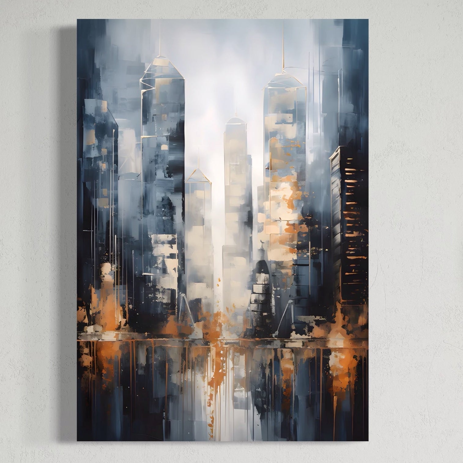 Tablou canvas decorativ cu pictura abstracta cu zgarie-nori urbani