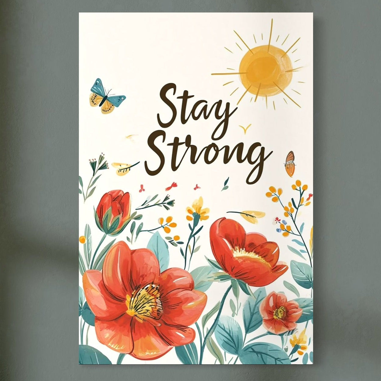 Tablou Canvas Premium, LuxCanva® Q1020, Curaj sub Soare, Flori, Natura, Putere, Optimism, Energie, Speranta, Pastel, Mesaj, Motivatie, Birou, Dormitor