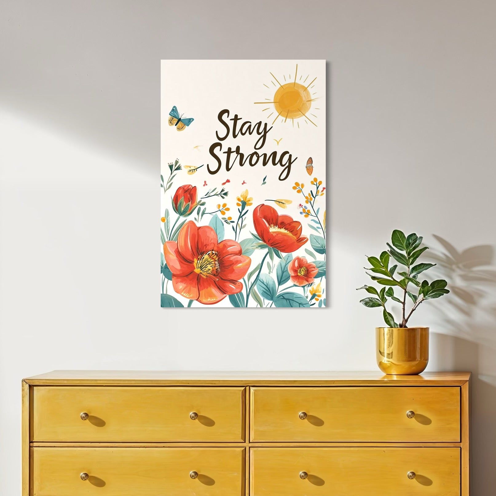 Tablou Canvas Premium, LuxCanva® Q1020, Curaj sub Soare, Flori, Natura, Putere, Optimism, Energie, Speranta, Pastel, Mesaj, Motivatie, Birou, Dormitor