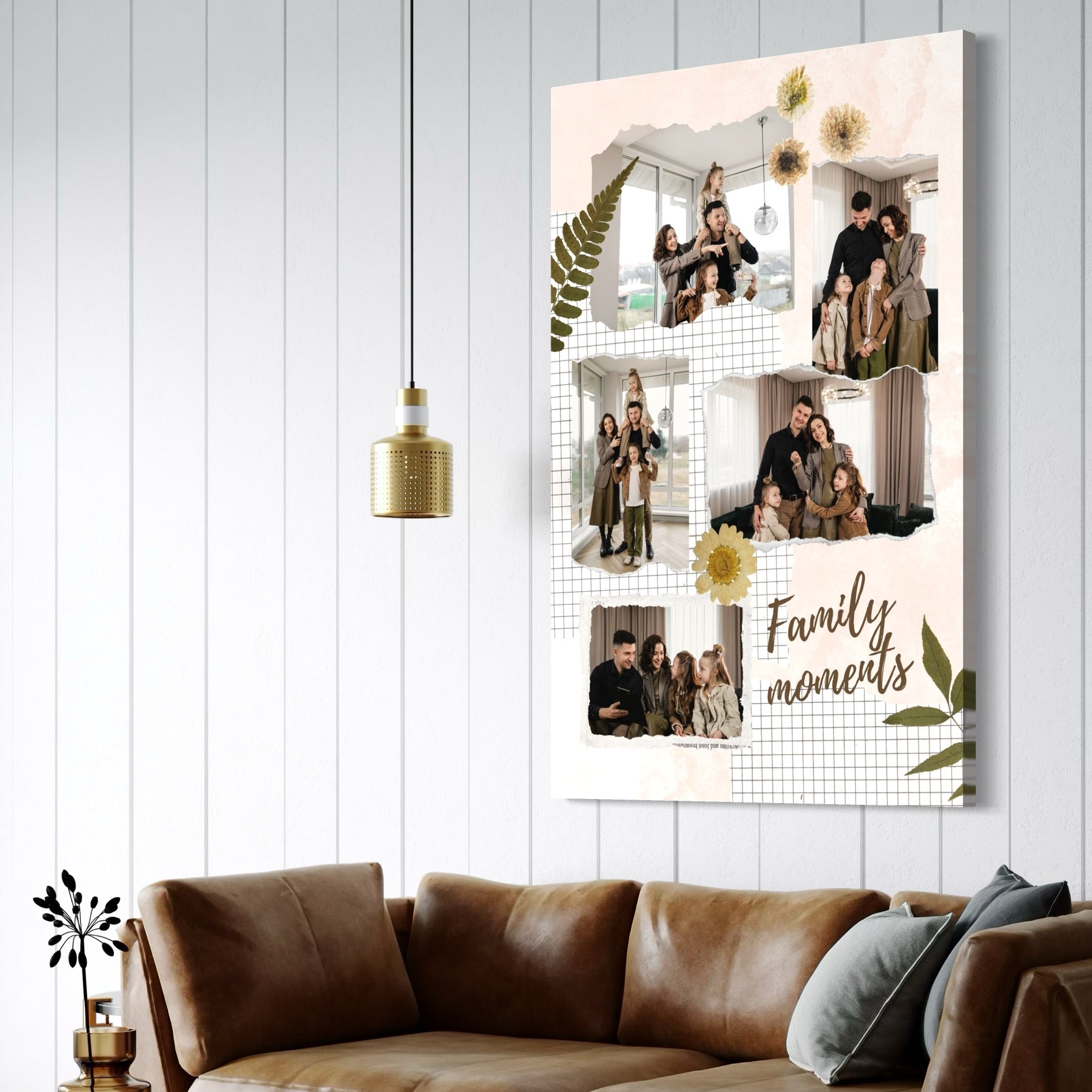 Imagine cu tablou canvas cu colaj foto de familie, tiparita pe panza canvas