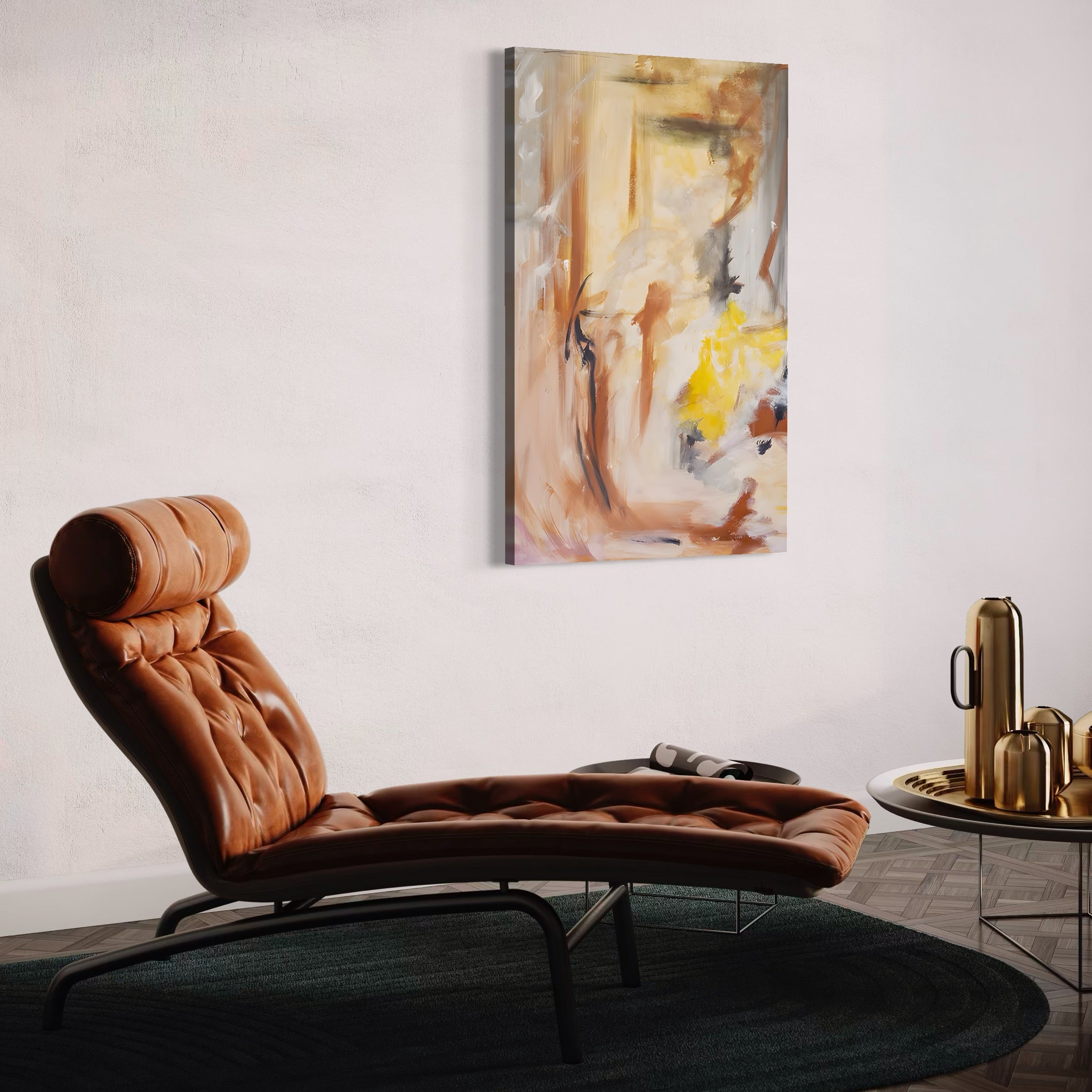 Tablou Canvas Premium LuxCanva® C1180, Brown And Gold Painting , Culori, Abstract, Relaxare, Living Room, Culori Vibrante