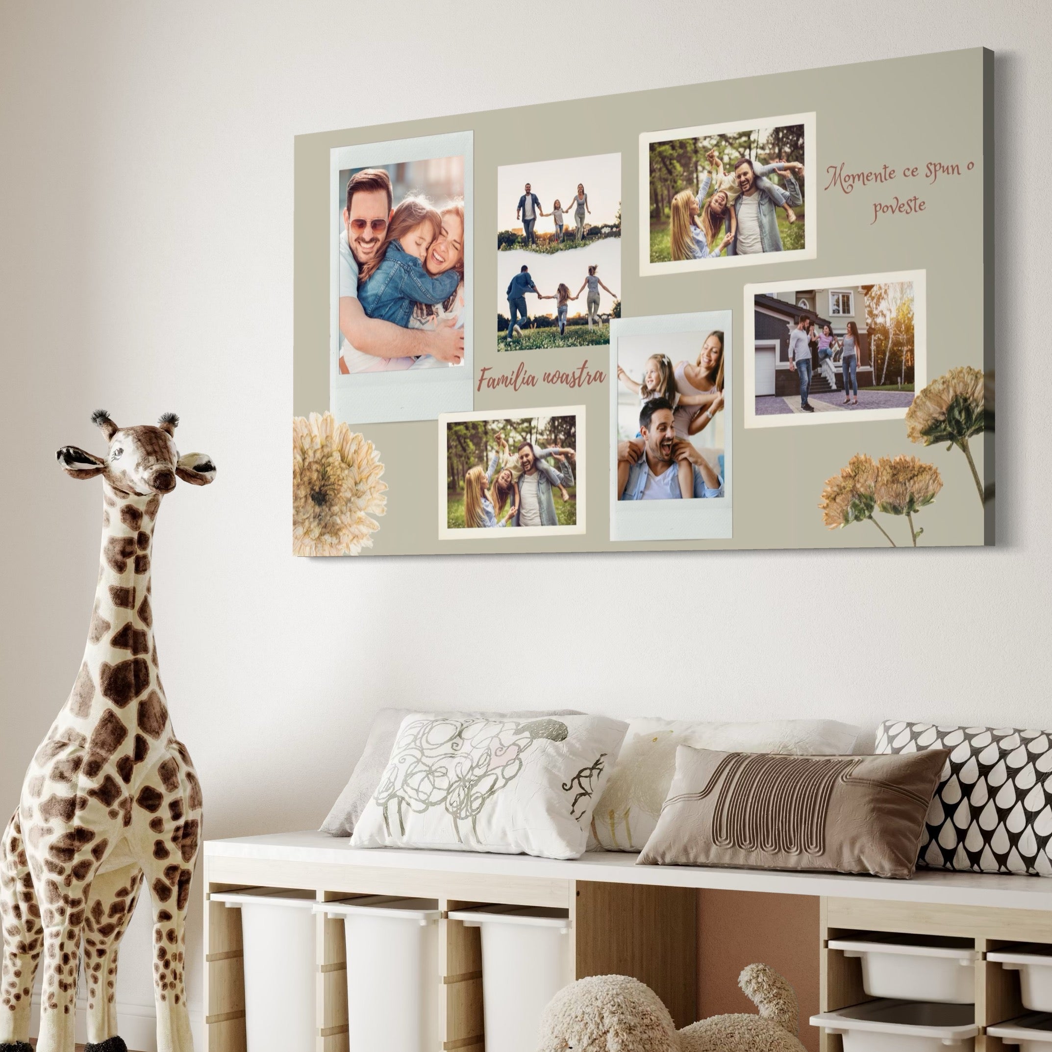 Imagine cu tablou canvas cu poze de familie, tiparita pe panza canvas