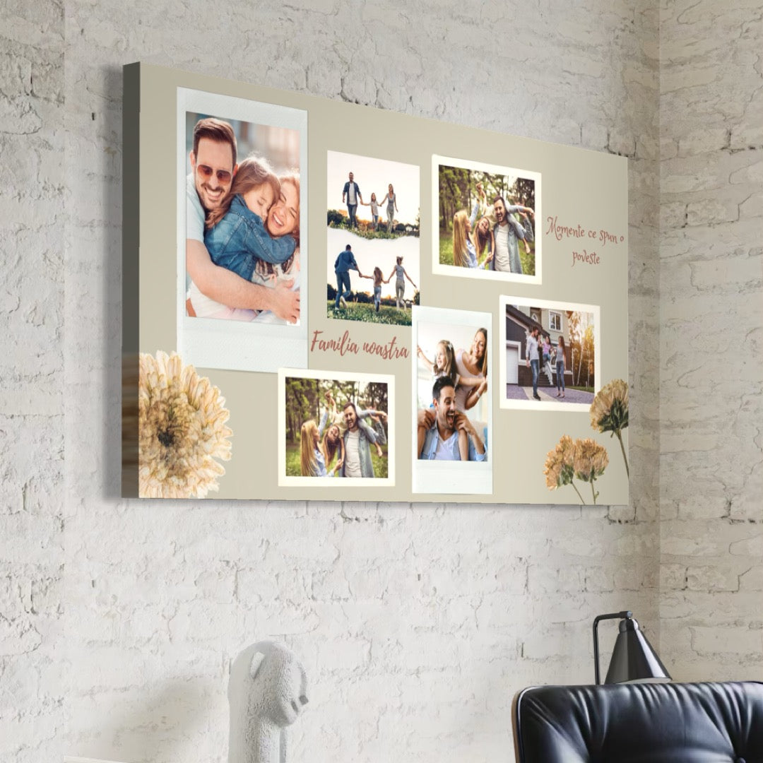 Tablou Canvas Personalizat cu 6 Poze Pentru Familie "Familia Noastra", PS104