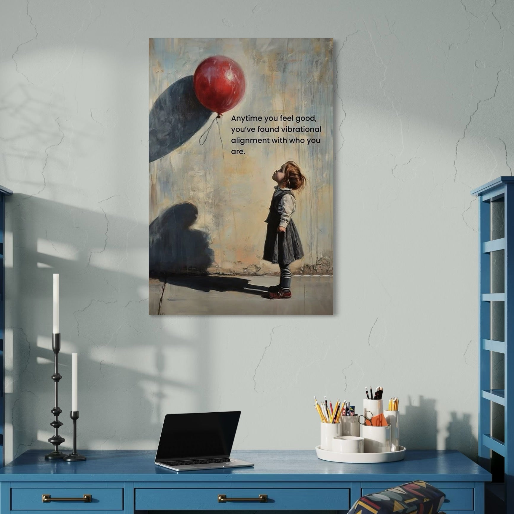 Tablou Canvas Premium, LuxCanva® Q1022, Armonie Interioara, Emotie, Copil, Fericire, Mesaj, Motivational, Balon, Suflet, Constiinta, Birou, Dormitor