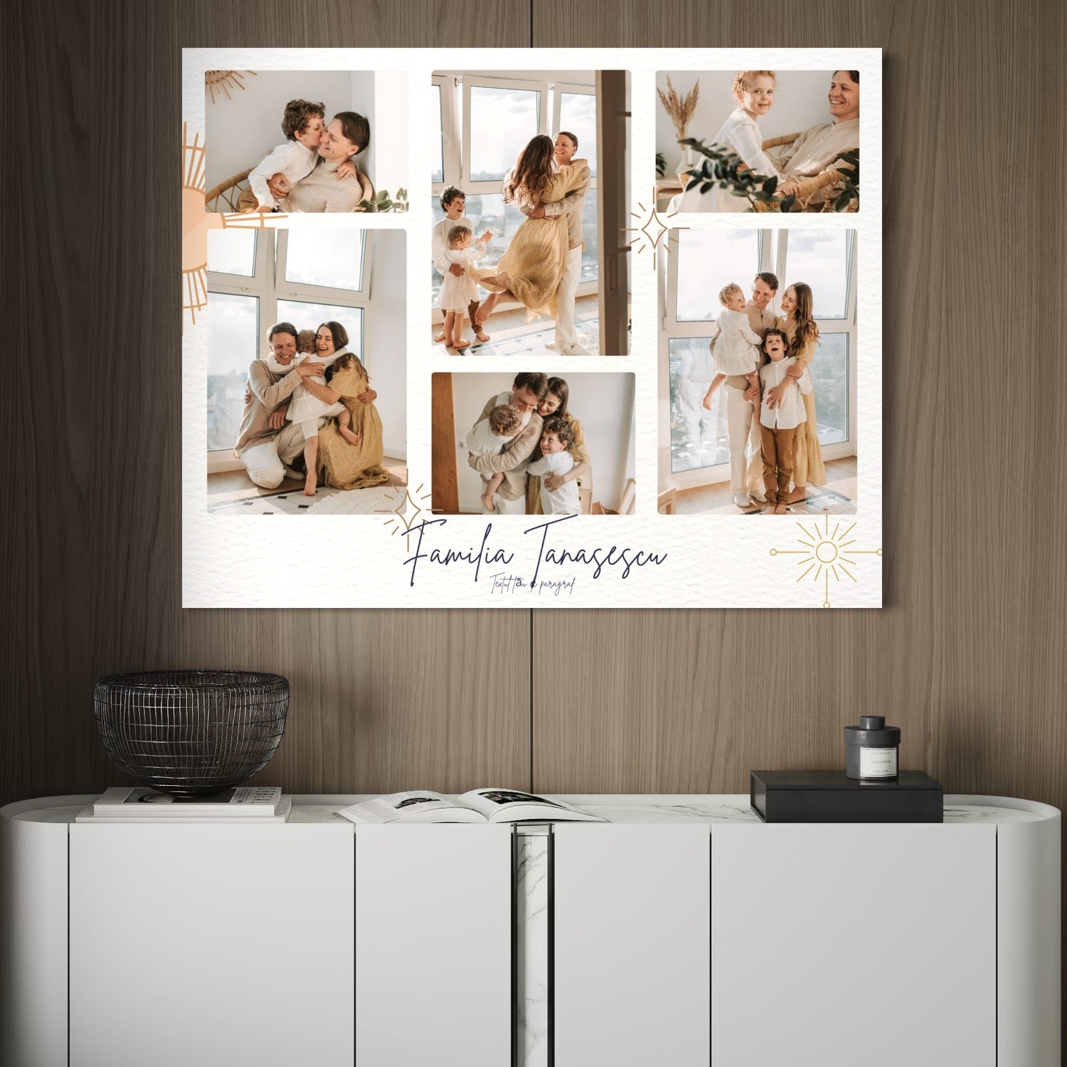 Imagine cu tablou canvas cu colaj foto familie, tiparita pe panza canvas