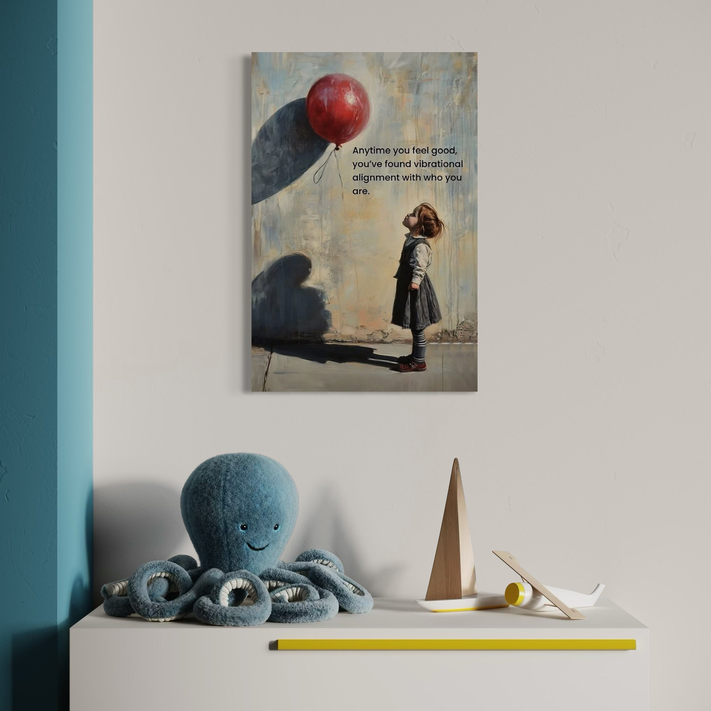 Tablou Canvas Premium, LuxCanva® Q1022, Armonie Interioara, Emotie, Copil, Fericire, Mesaj, Motivational, Balon, Suflet, Constiinta, Birou, Dormitor