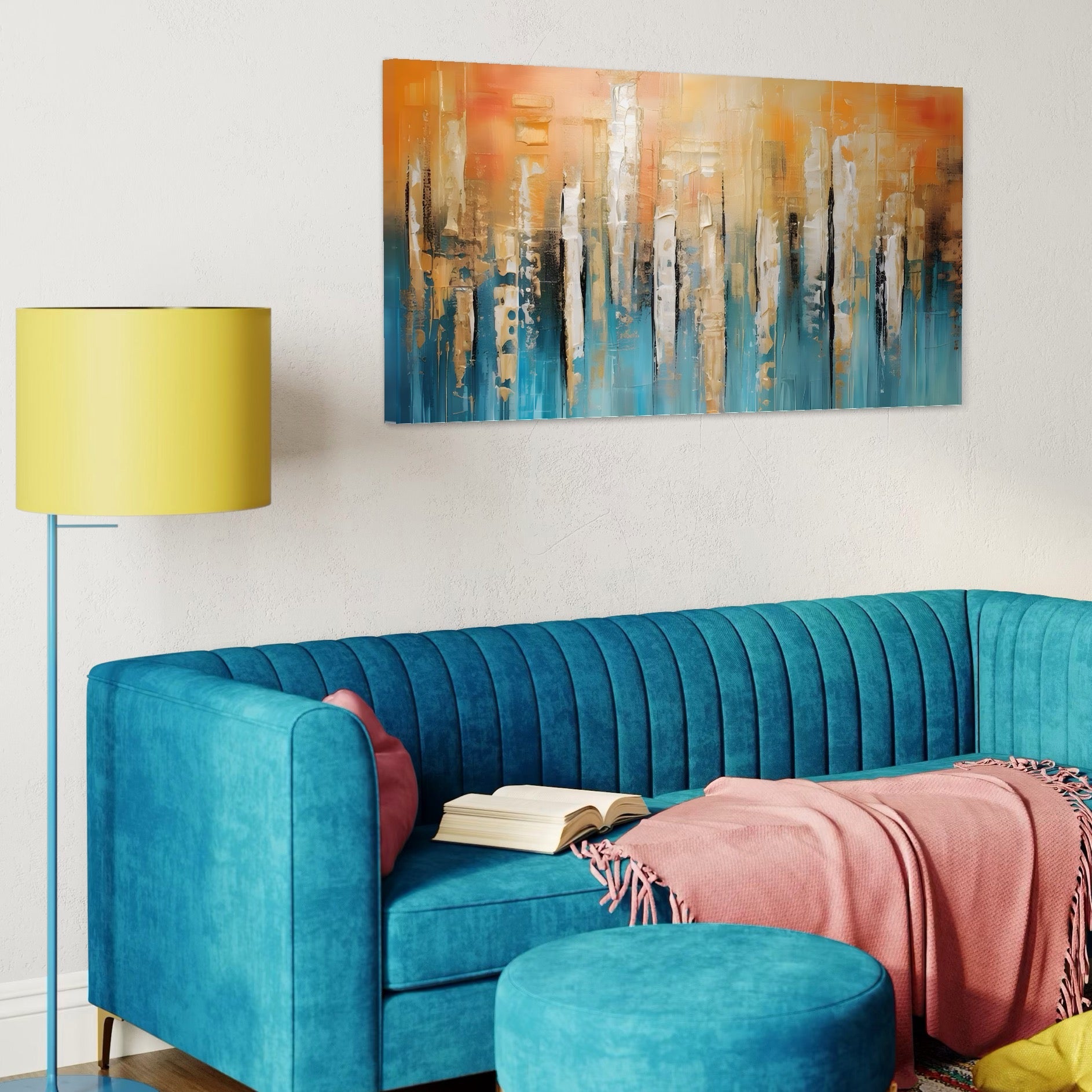 Tablou Canvas Premium LuxCanva® C1182, Pictura Colorata Abstracta , Culori, Abstract, Relaxare, Living Room, Culori Vibrante