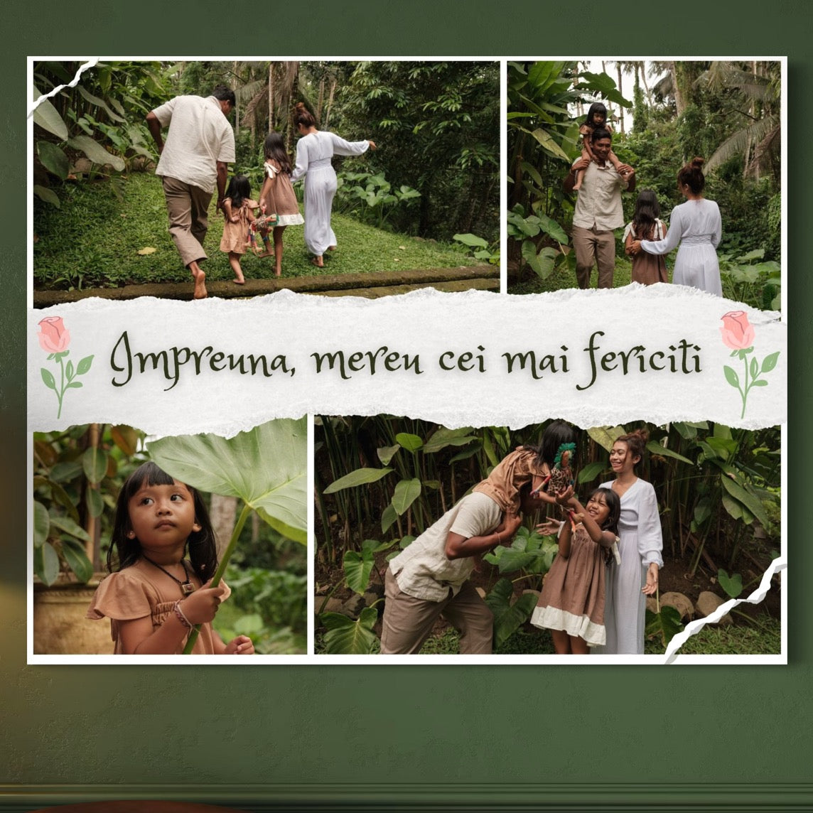 Tablou canvas cu colaj foto de familie in natura