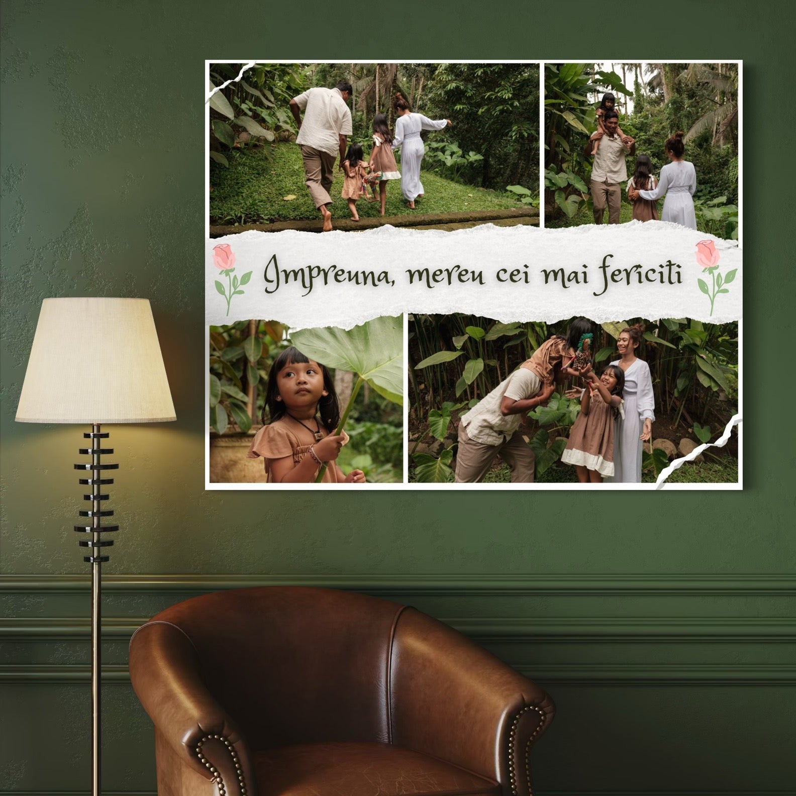 Tablou Canvas Personalizat cu 4 Poze Pentru Familie " Impreuna, mereu cei mai fericiti", PS105