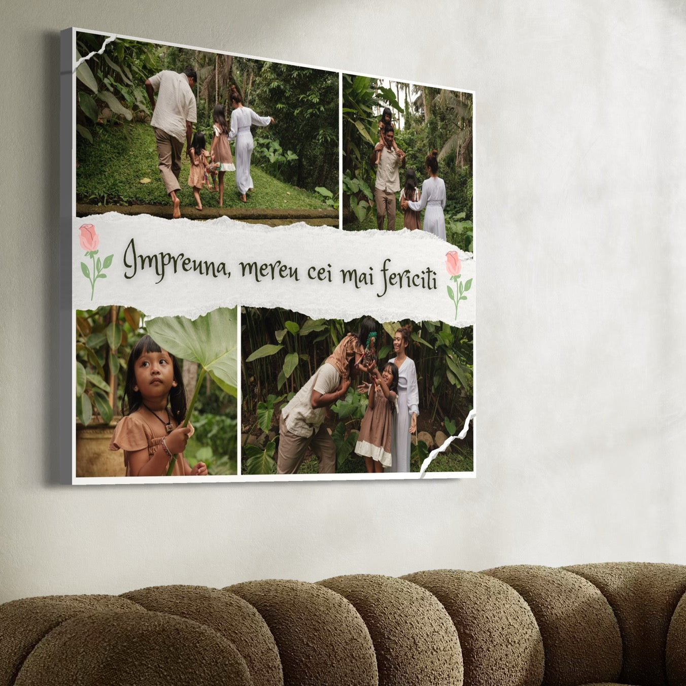 Tablou Canvas Personalizat cu 4 Poze Pentru Familie " Impreuna, mereu cei mai fericiti", PS105