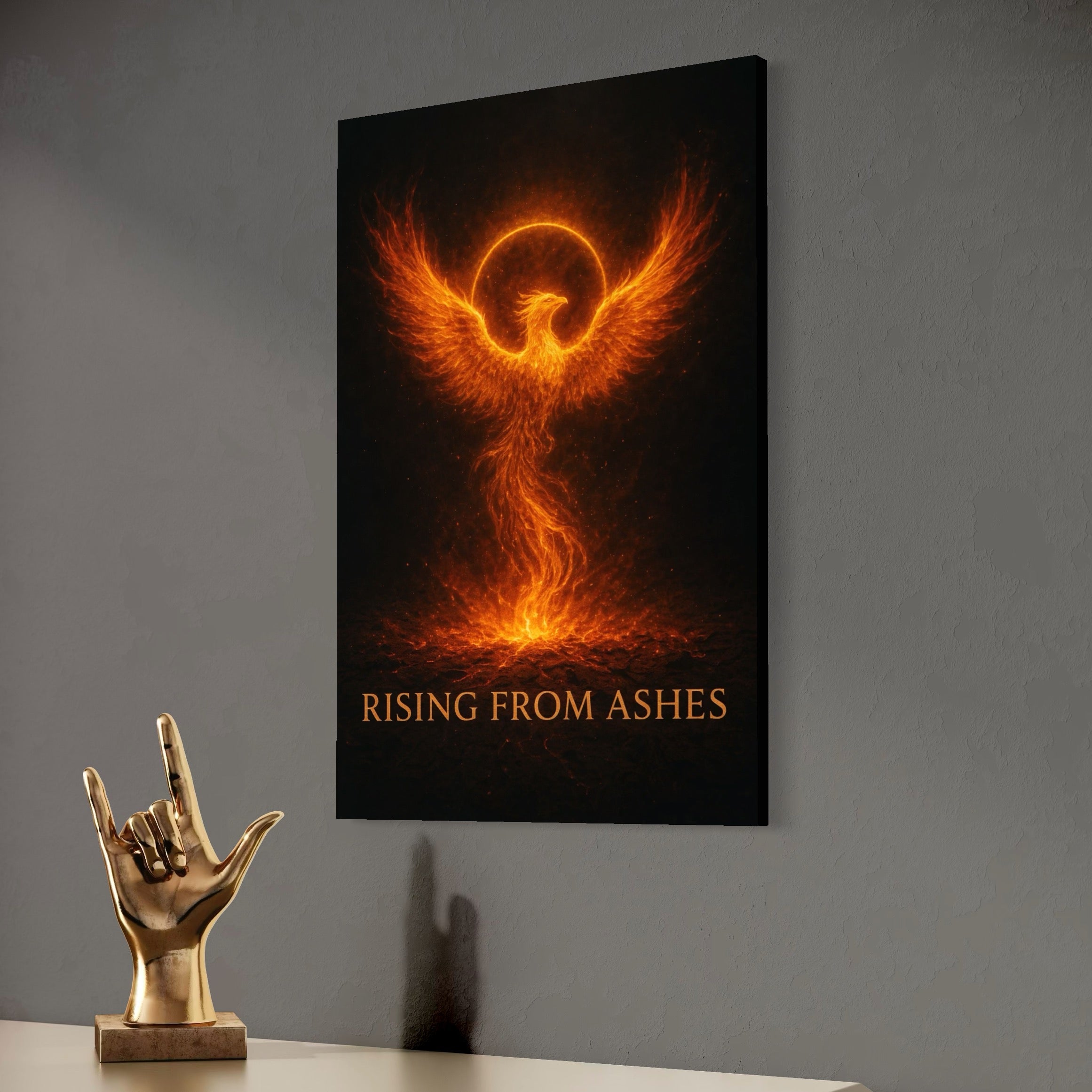 Tablou Canvas Premium, LuxCanva® Q1023, Puterea Renasterii, Phoenix, Pasare, Foc, Flacari, Motivatie, Renastere, Curaj, Triumf, Mitic, Birou, Dormitor