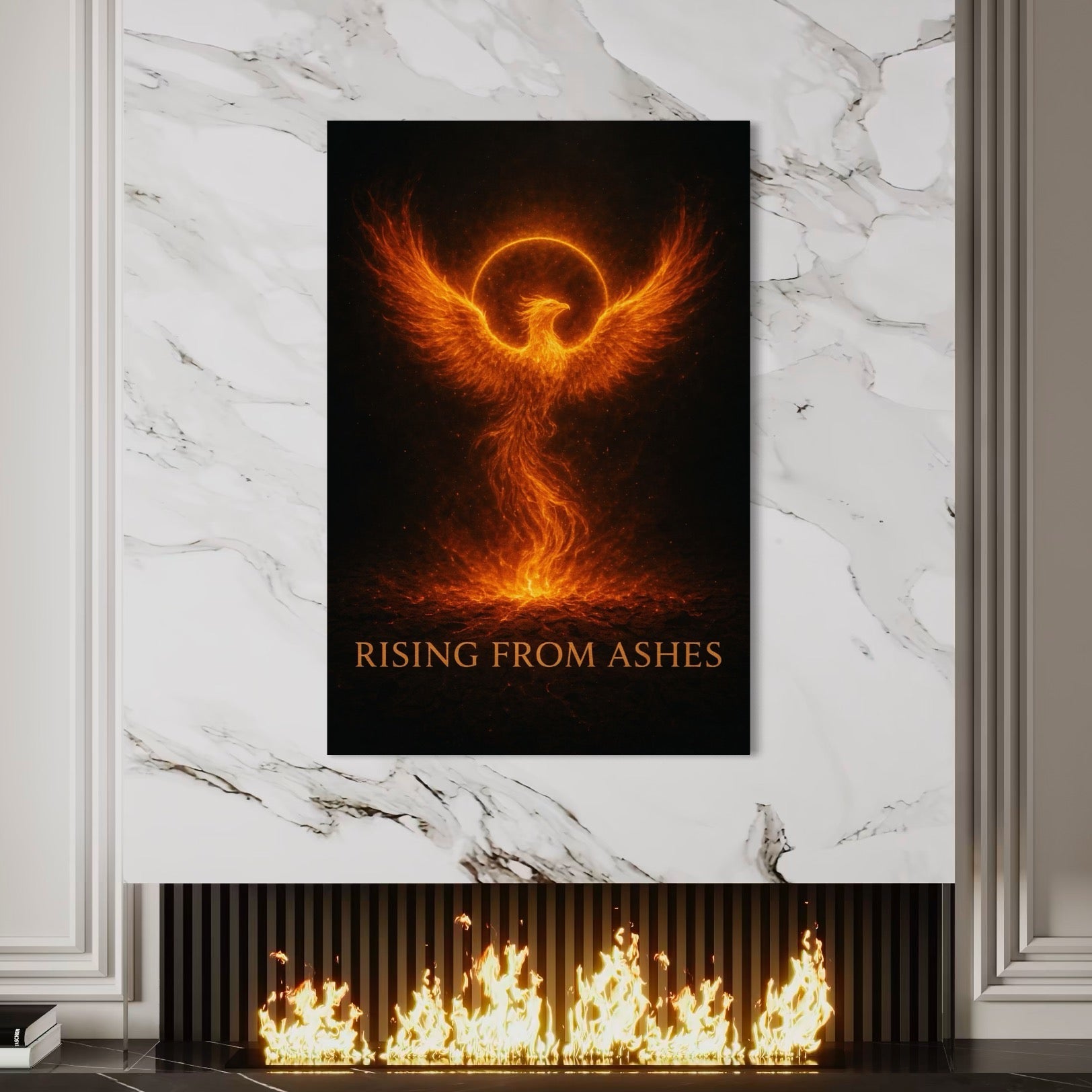 Tablou Canvas Premium, LuxCanva® Q1023, Puterea Renasterii, Phoenix, Pasare, Foc, Flacari, Motivatie, Renastere, Curaj, Triumf, Mitic, Birou, Dormitor