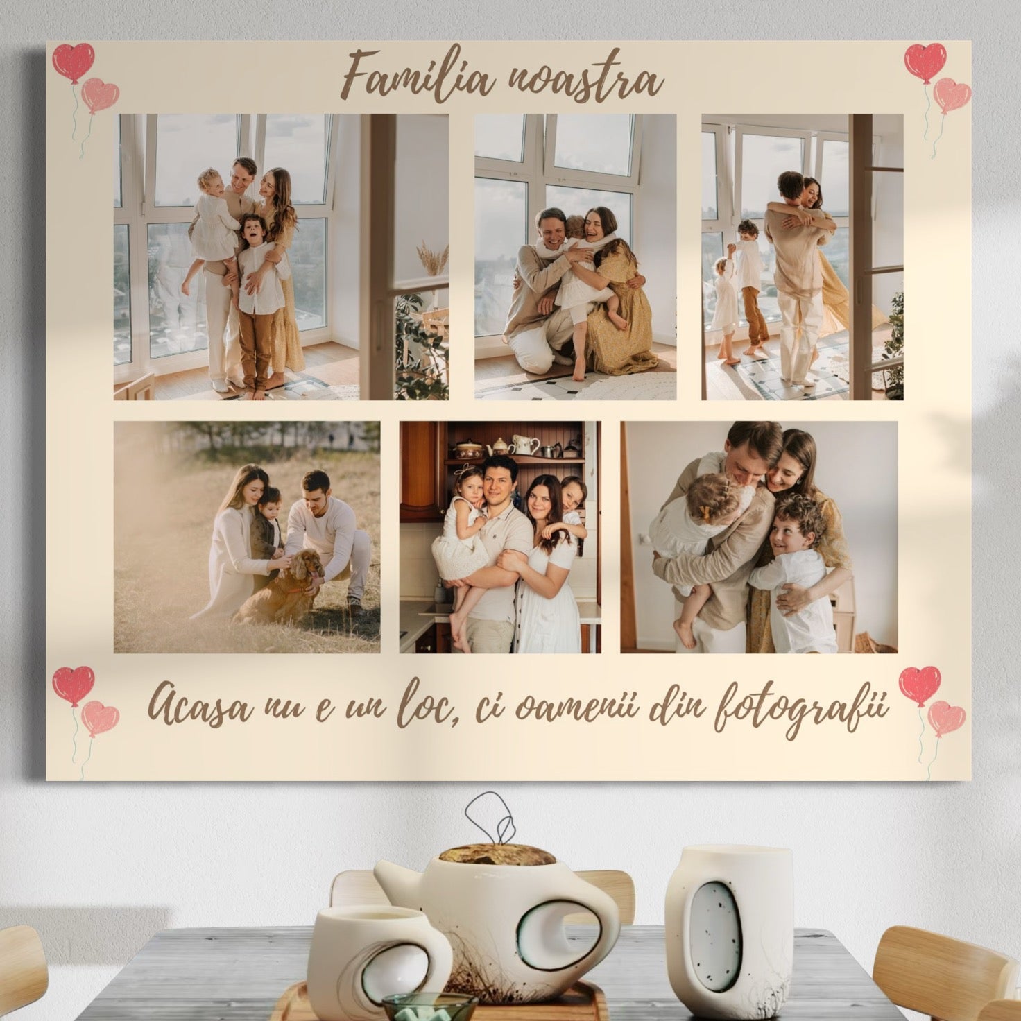 Tablou Canvas Personalizat cu 6 Poze Pentru Familie " Acasa nu e un loc, ci oamenii din fotografii", PS106