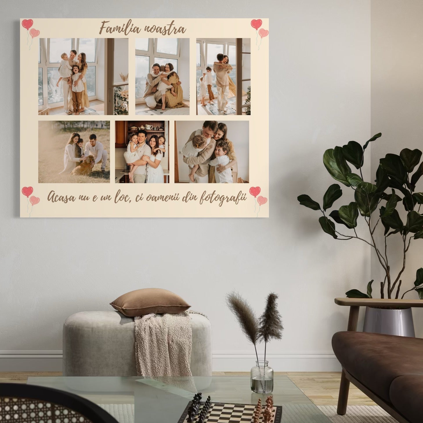 Tablou Canvas Personalizat cu 6 Poze Pentru Familie " Acasa nu e un loc, ci oamenii din fotografii", PS106